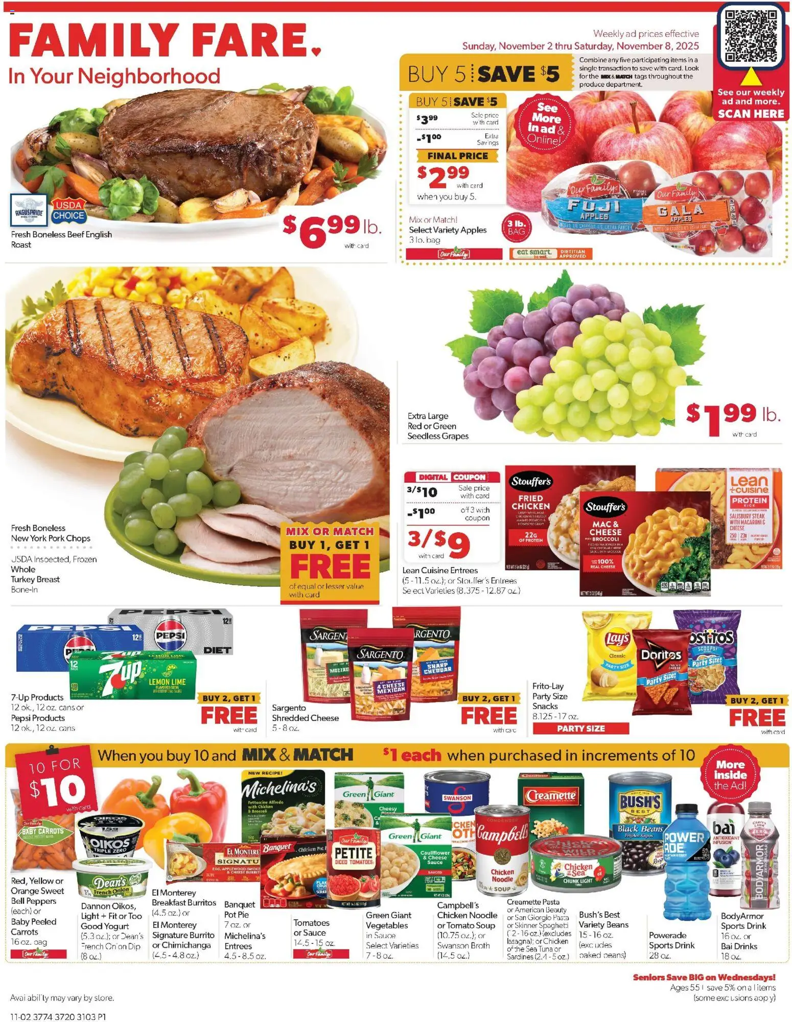 Family Fare Weekly Ad - page 1- valid from 11/02/2025