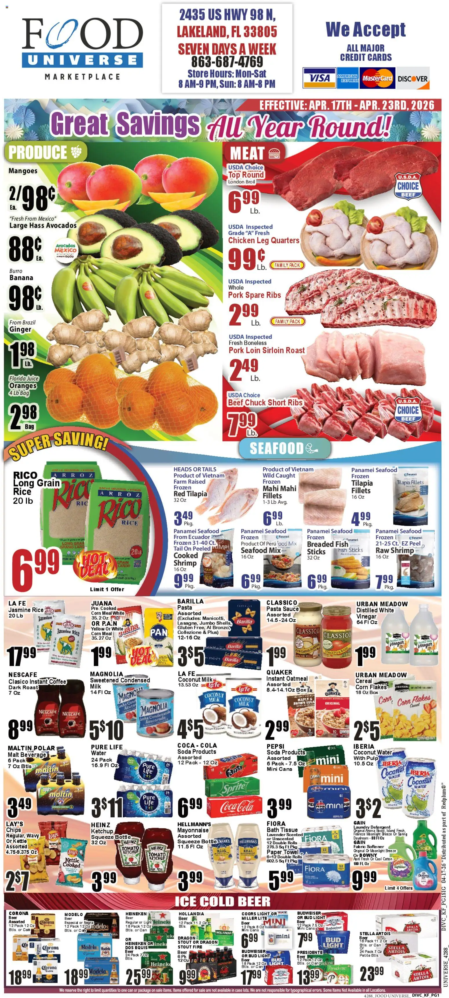 Food Universe Weekly Ad - page 1- valid from 04/17/2026