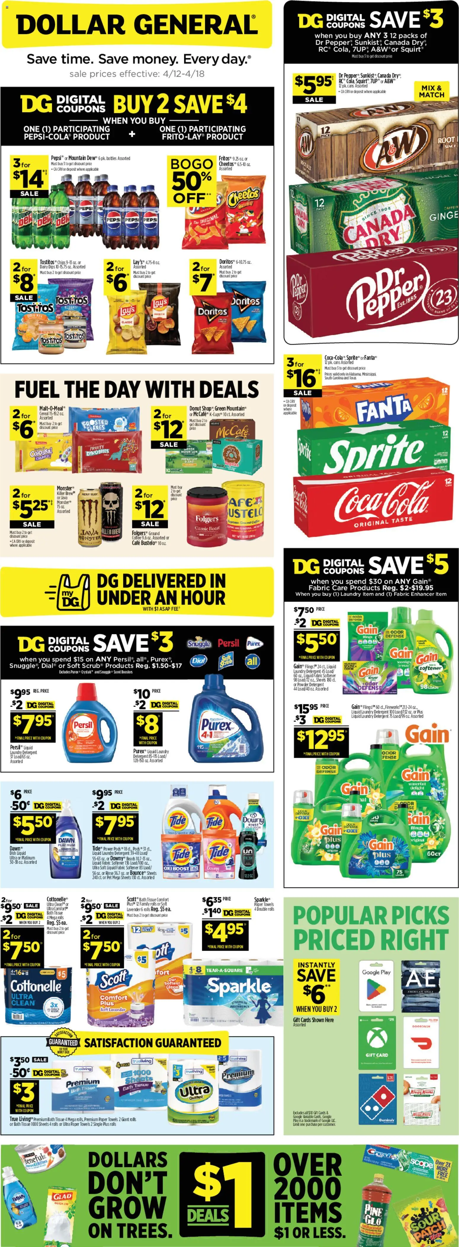 Dollar General Weekly Ad - page 1- valid from 04/12/2026