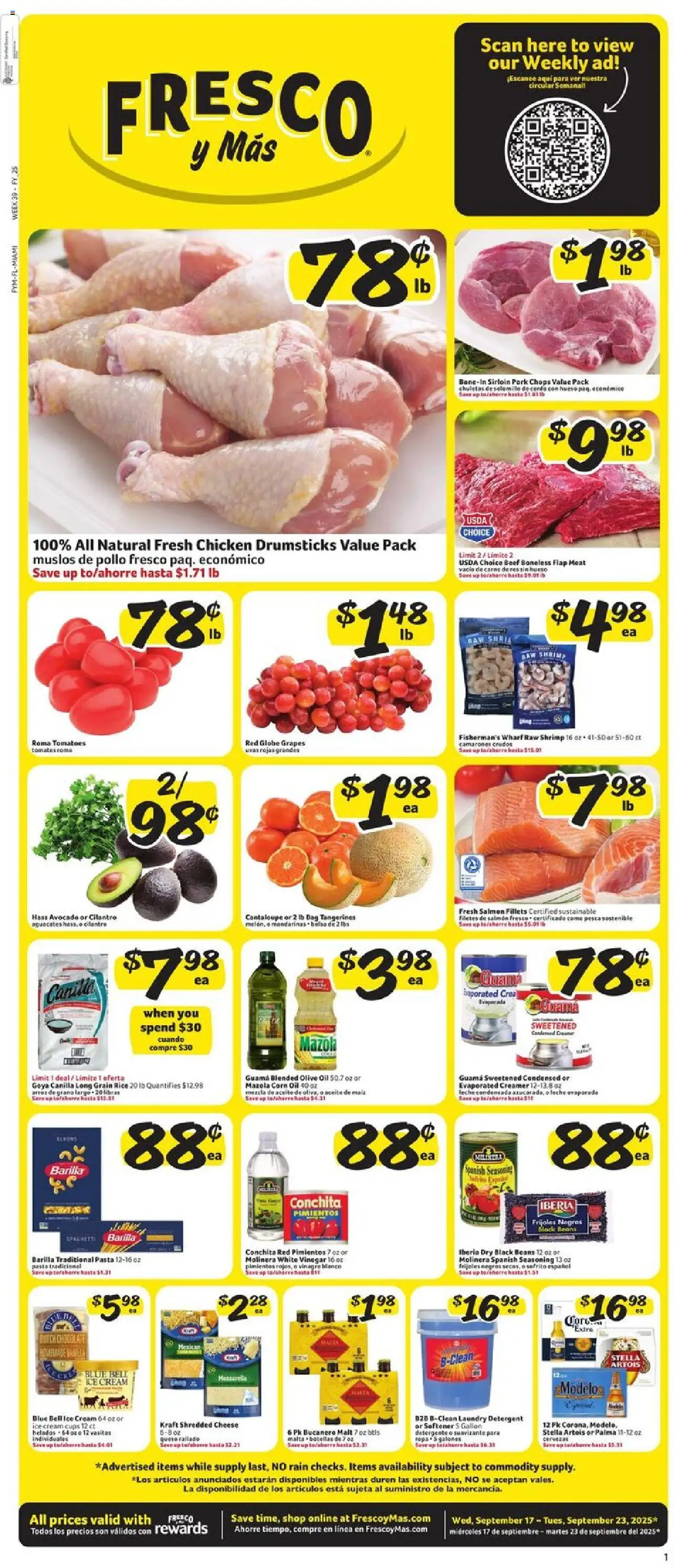 Fresco y Más Weekly Ad - FL - page 1- valid from 09/17/2025