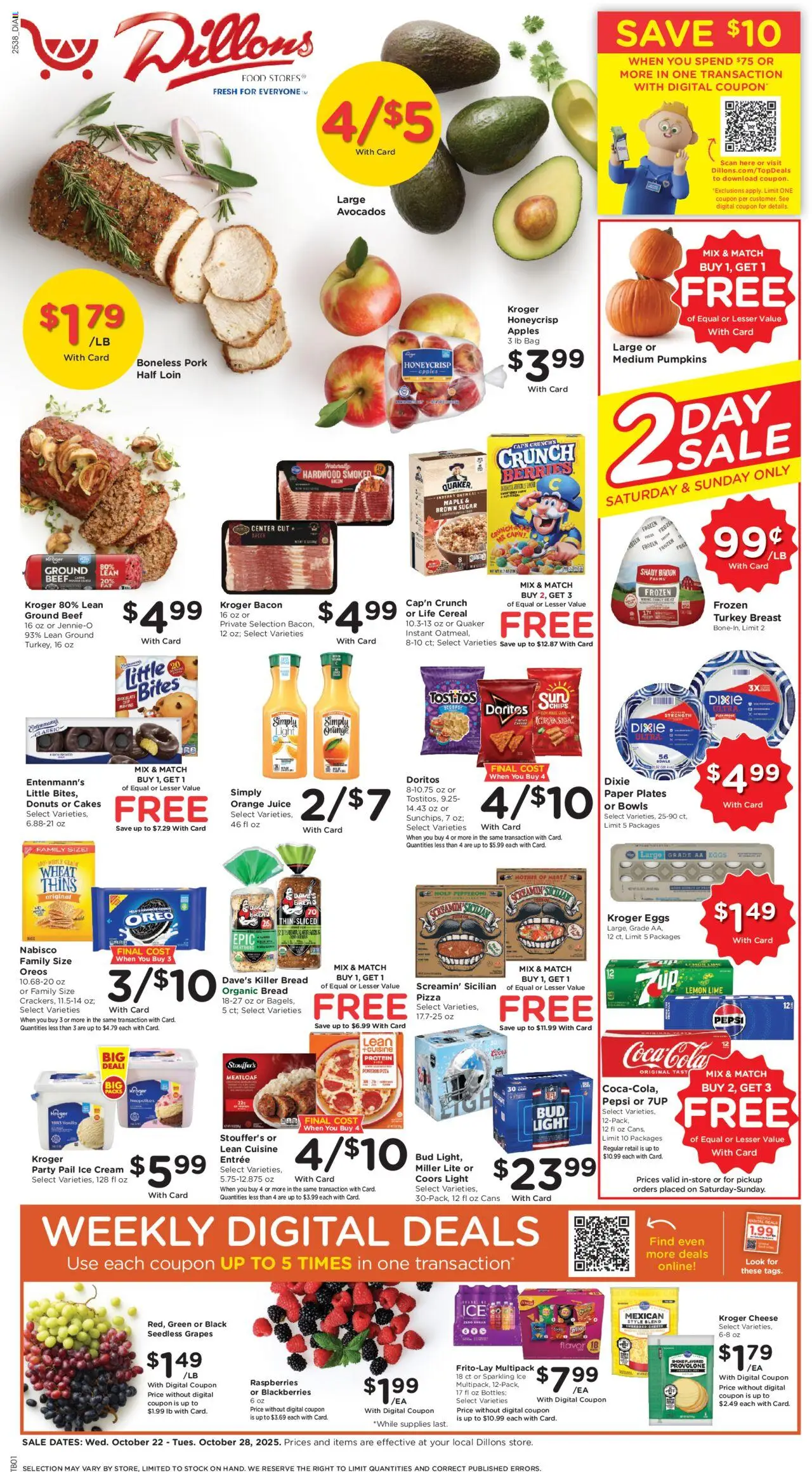 Dillons Weekly Ad - KS - page 1- valid from 10/22/2025