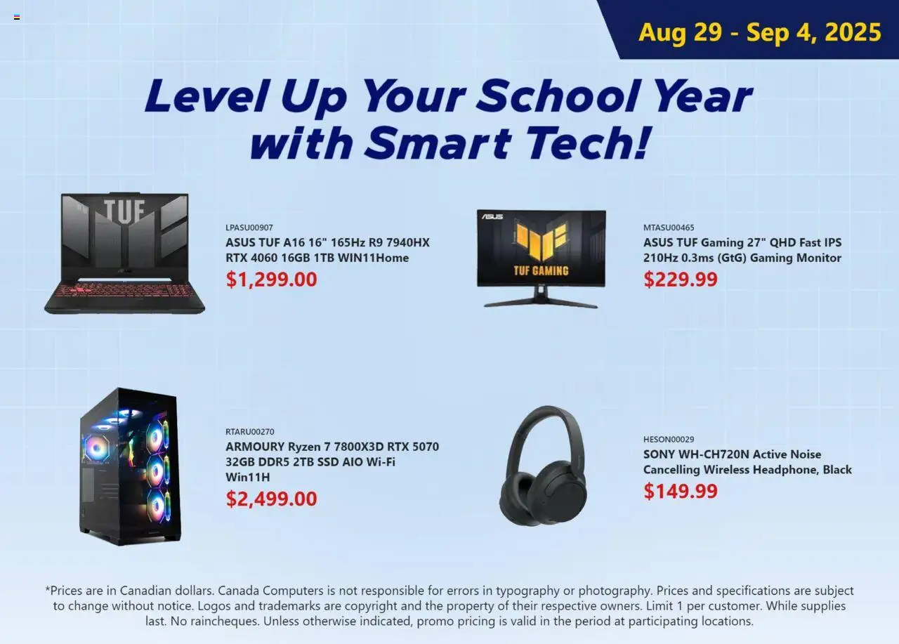 Canada Computers - Weekly flyer - page 1- valid from Aug 29, 2025
