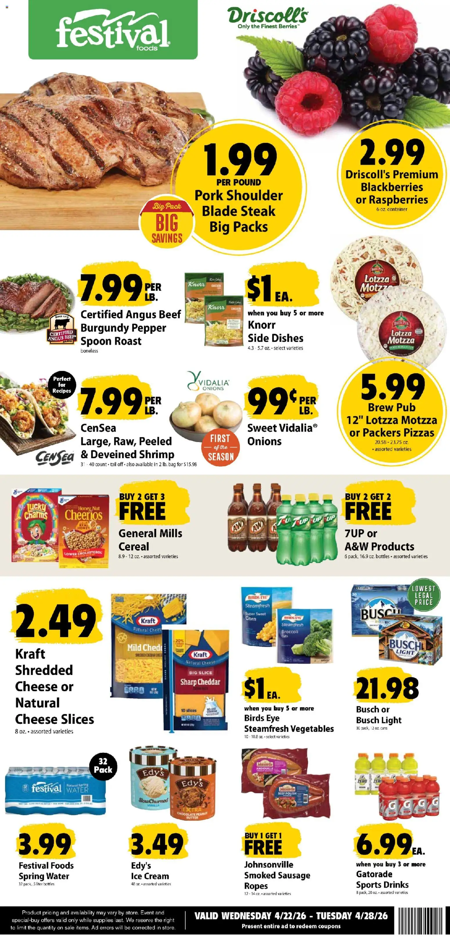 Festival Foods Weekly Ad - page 1- valid from 04/22/2026