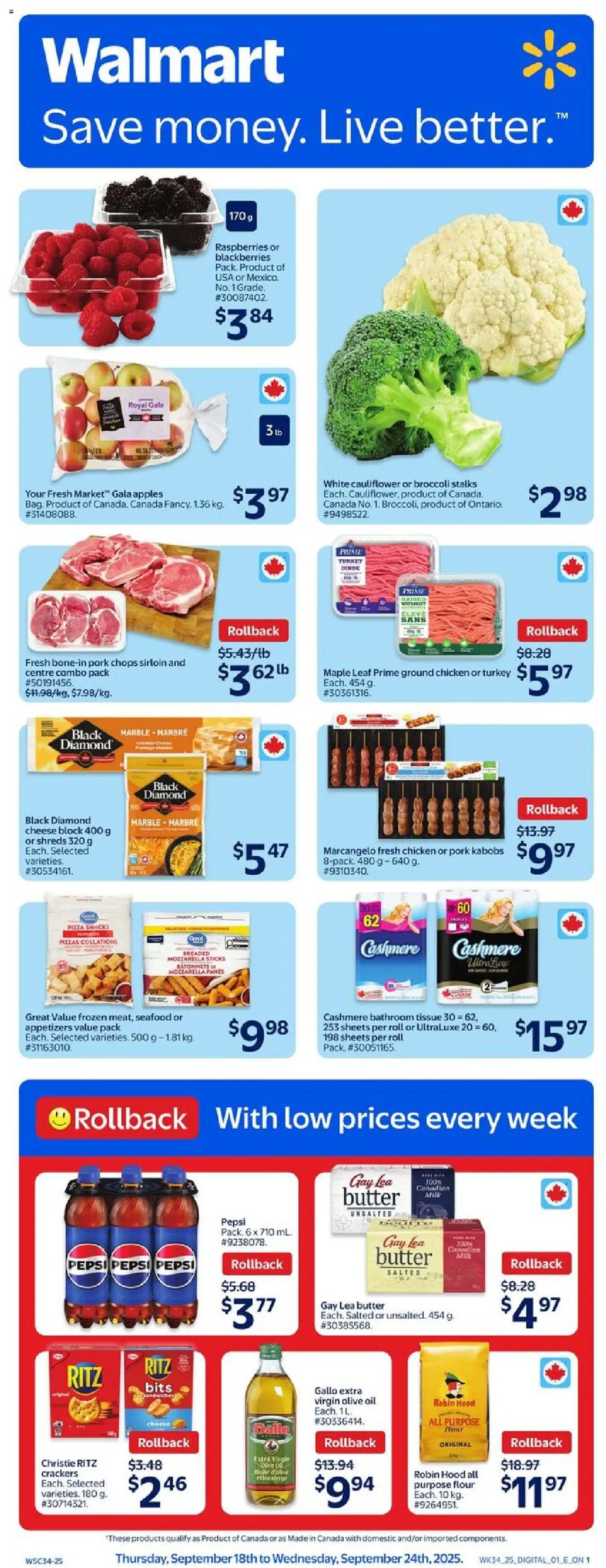 Walmart weekly flyer - page 1- valid from Sep 18, 2025