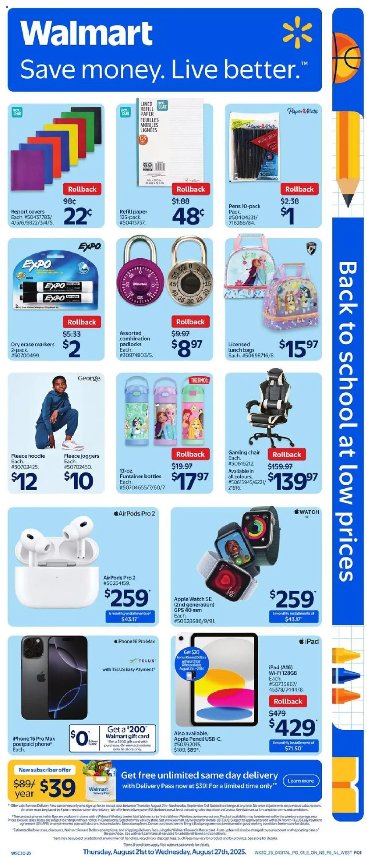 Walmart - Back to School - page 1- valid from Aug 21, 2025