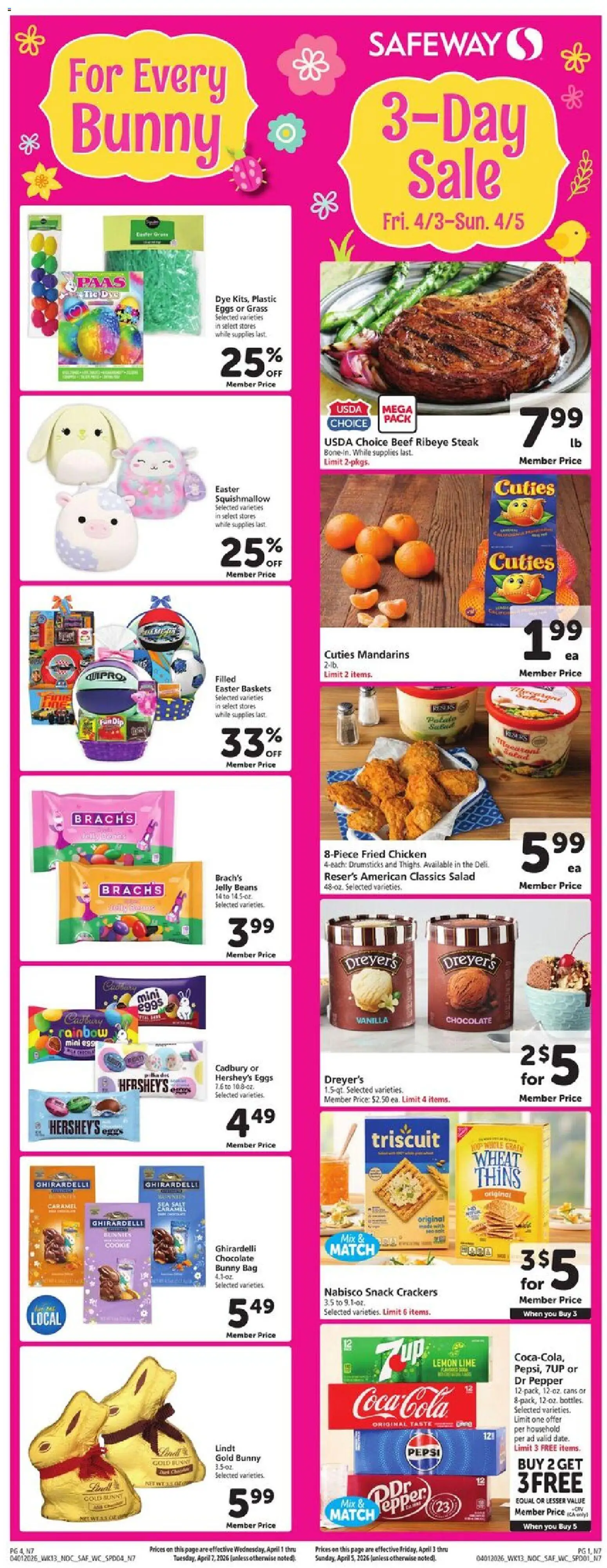 Safeway Weekly Ad - page 1- valid from 04/01/2026