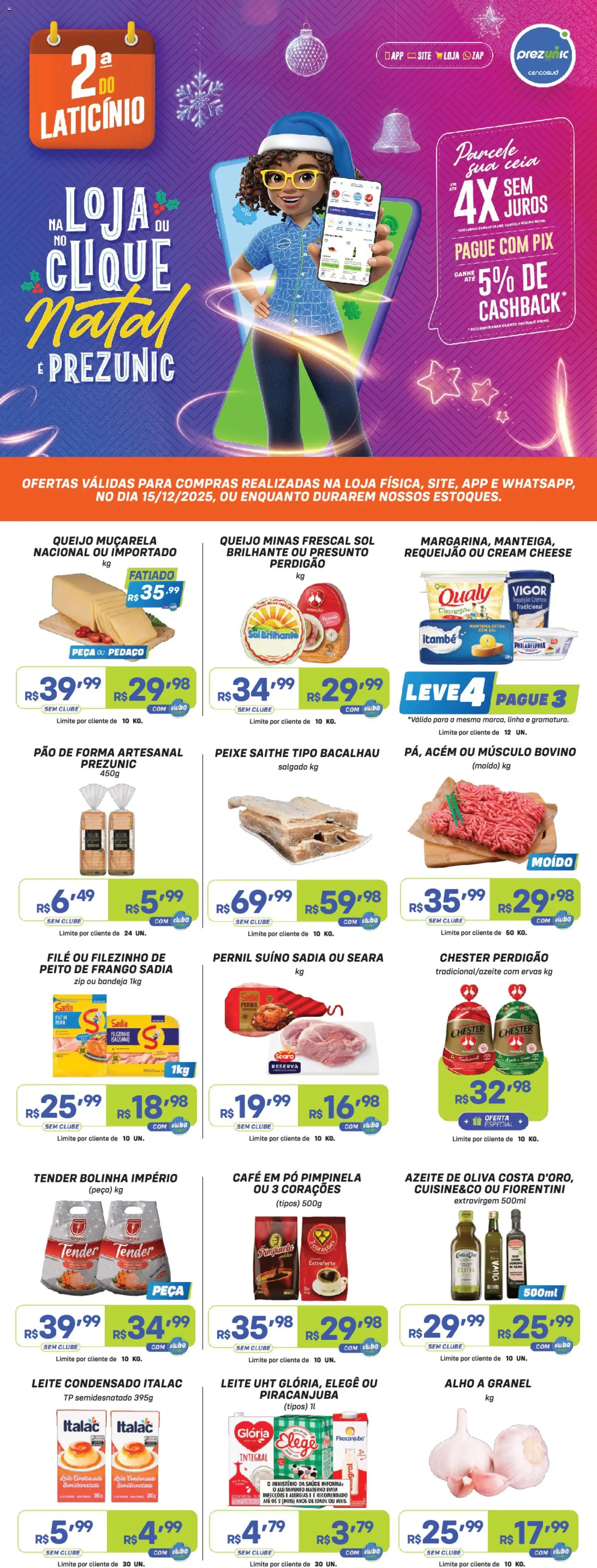 Encarte Segunda do Laticínio Prezunic - página 1- válido a partir de 15/12/2025

