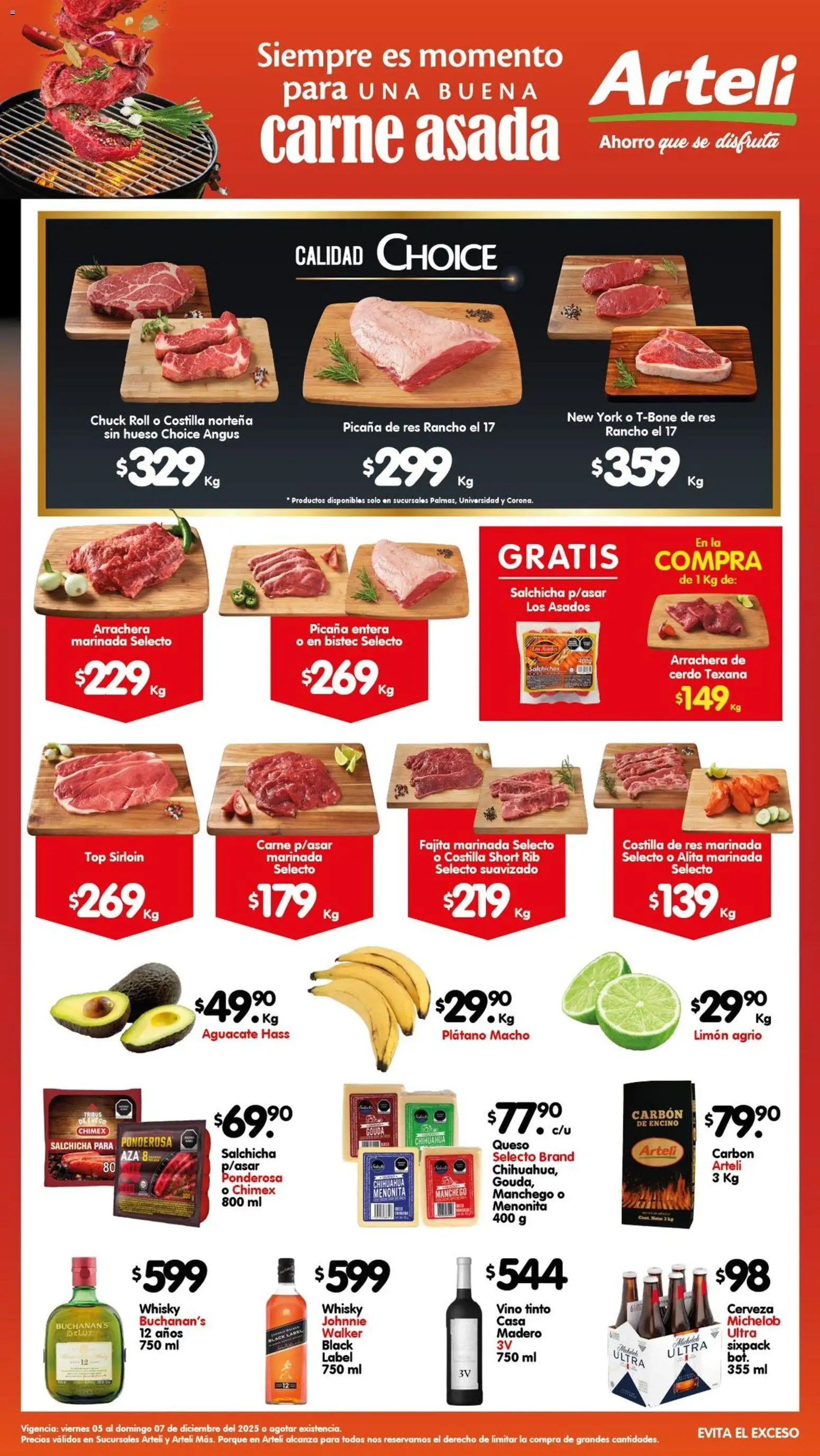 Arteli folleto Carnes & Cortes - página 1- válido desde 05/12/2025