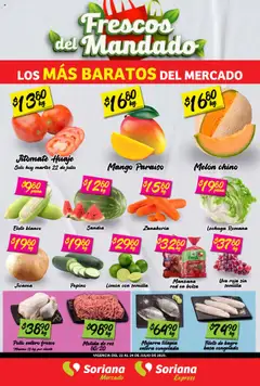 Soriana - Frescos del Mandado Mercado: Ags, Nay, Jal, Qro, Col, Mich, Gto, Hgo, Tlax, Mor, Pue, Gro, Oax, Edo. de Mex, CDMX, Zac y SLP válido desde 22/07/2025