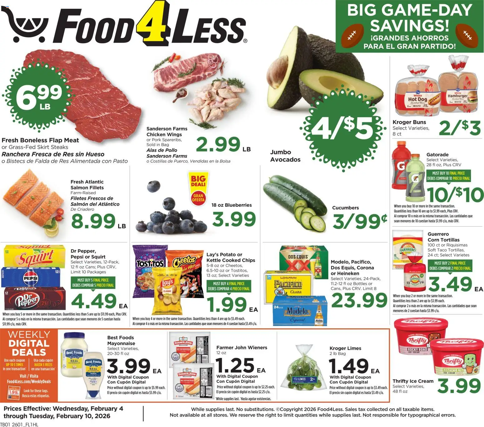 Food 4 Less Weekly Ad - page 1- valid from 02/04/2026