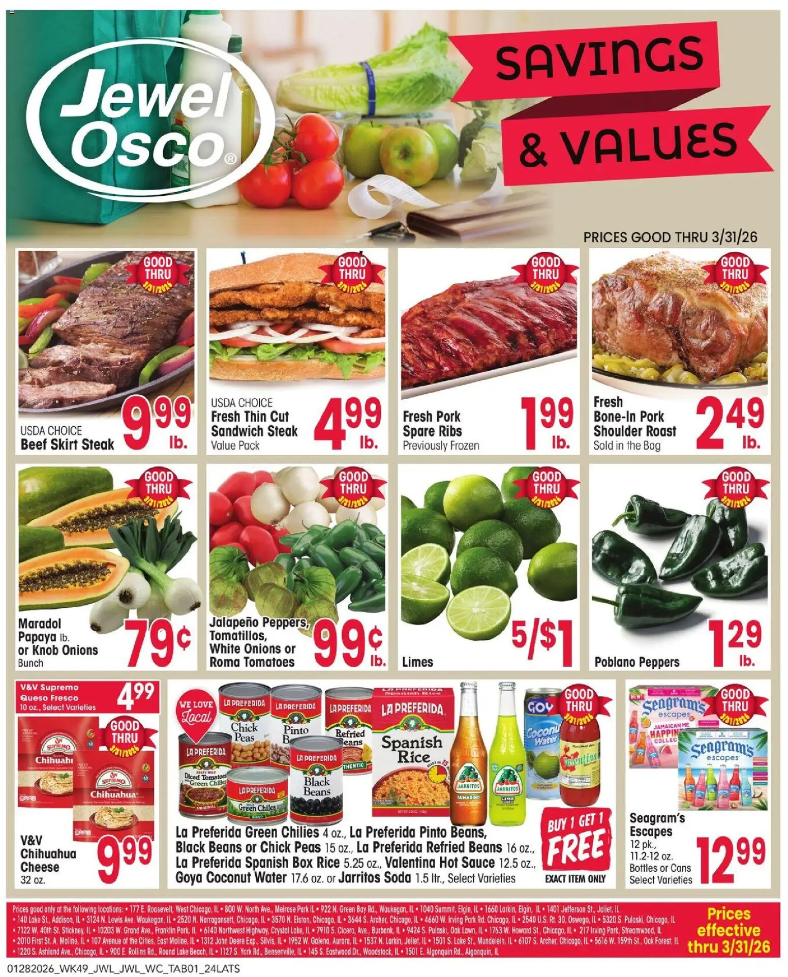 Jewel Osco Savings & Values - page 1- valid from 01/28/2026