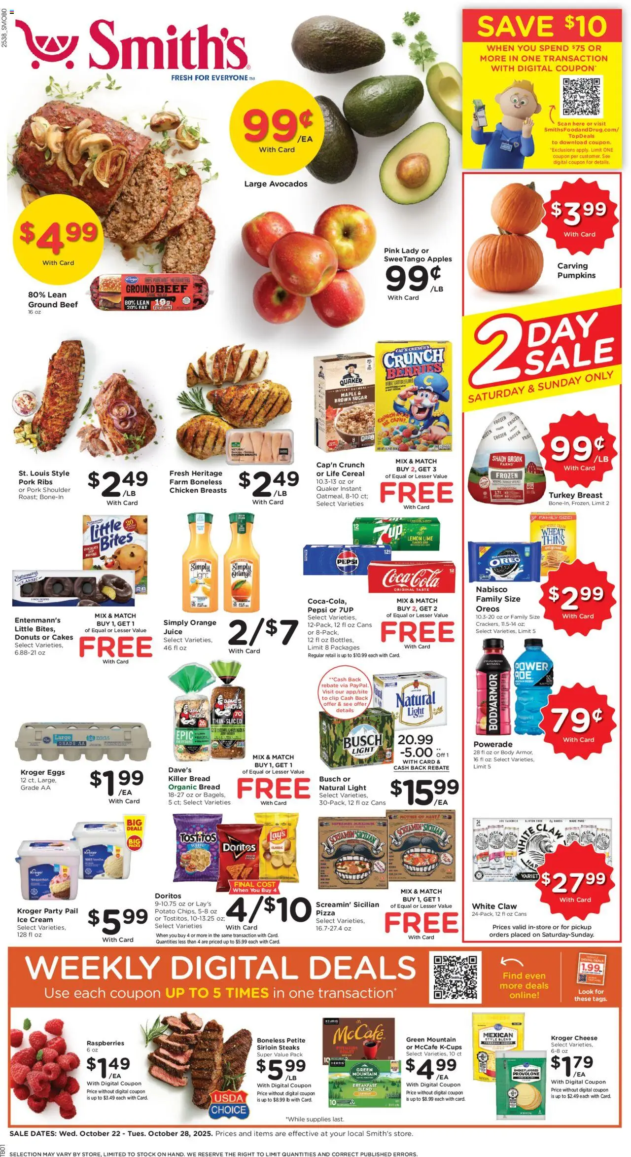Smith's Weekly Ad - ID - page 1- valid from 10/22/2025