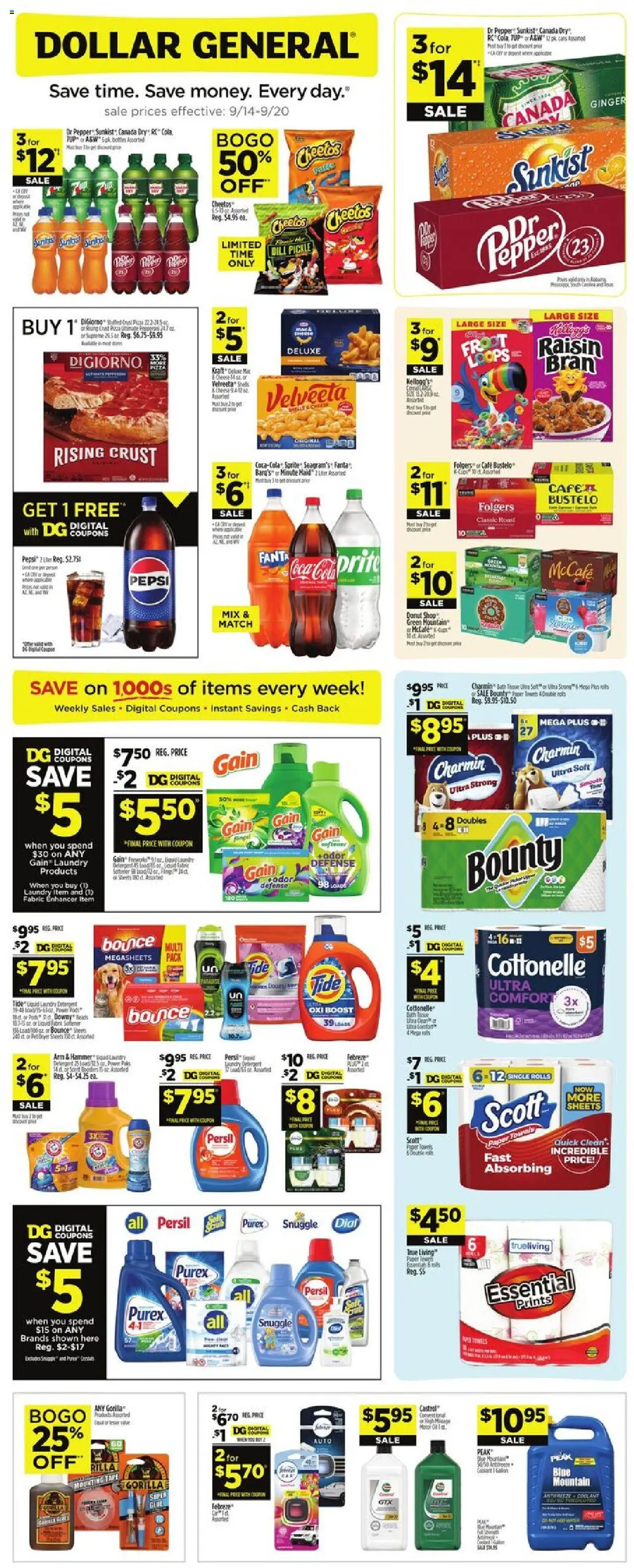Dollar General Weekly Ad - TX - page 1- valid from 09/14/2025