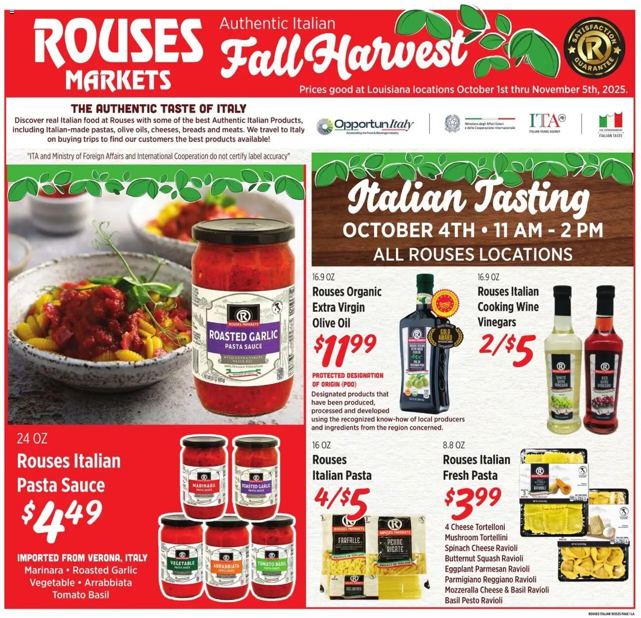 Rouses Italian Ad - page 1- valid from 10/01/2025