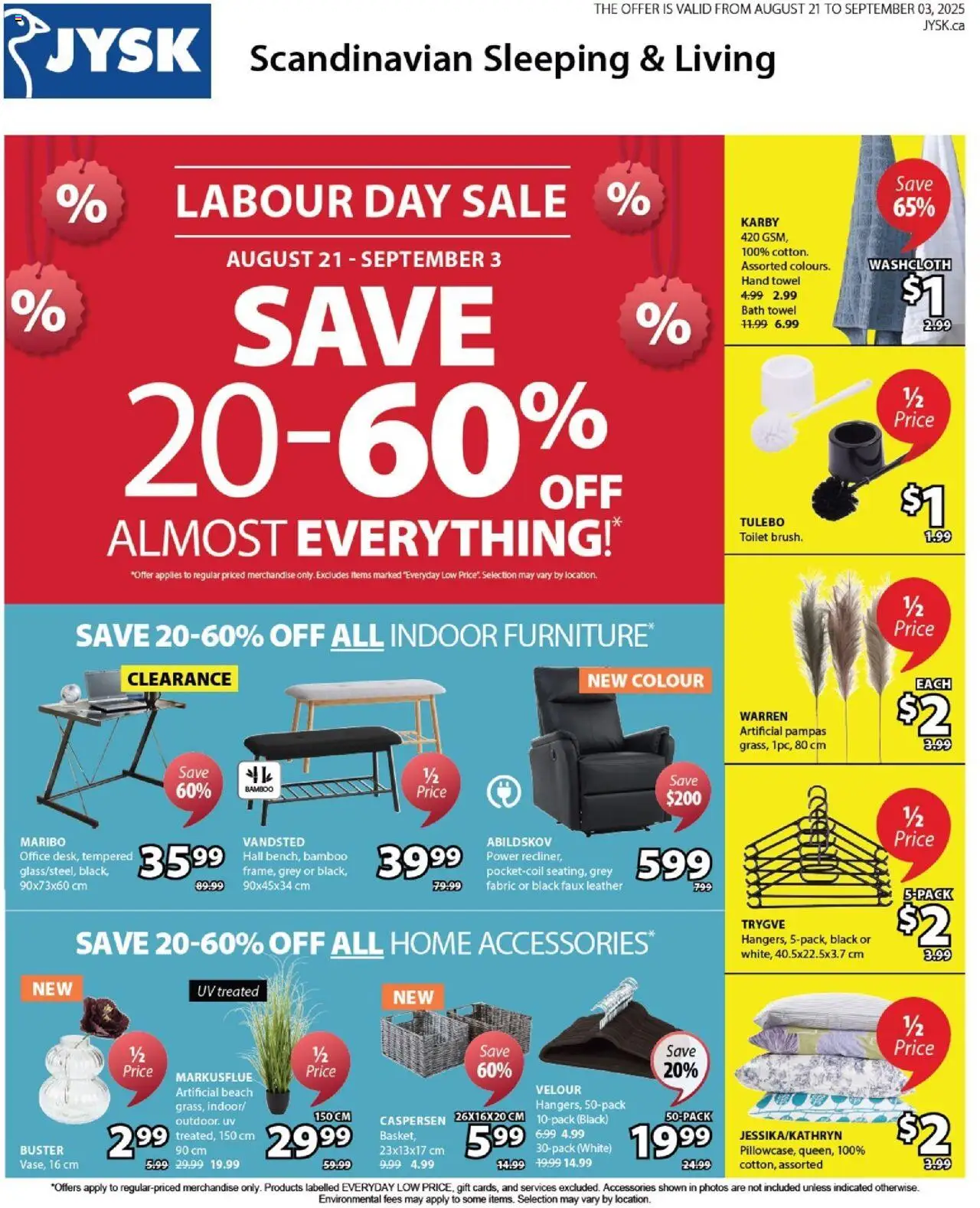 JYSK weekly flyer - page 1- valid from Aug 21, 2025