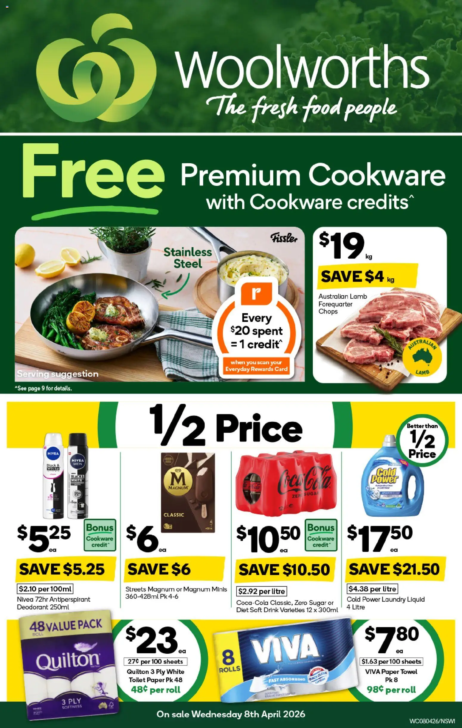 Woolworths catalogue  - page 1- valid from 08/04/2026
