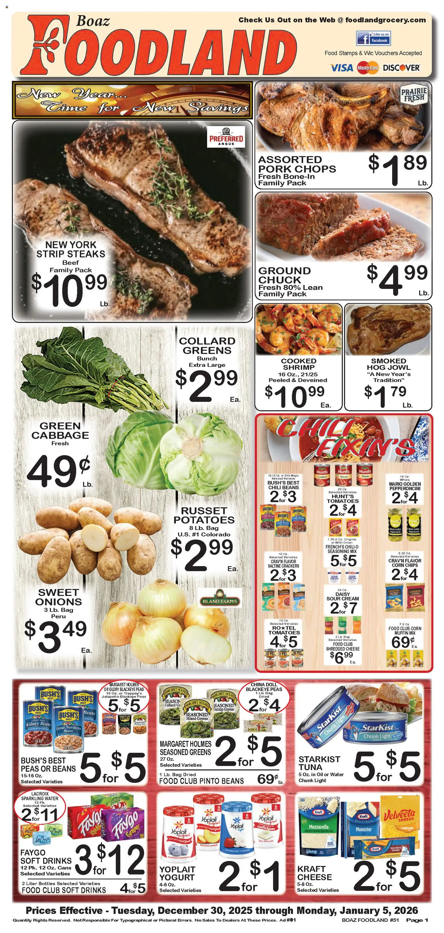 Foodland Weekly Ad - page 1- valid from 12/30/2025