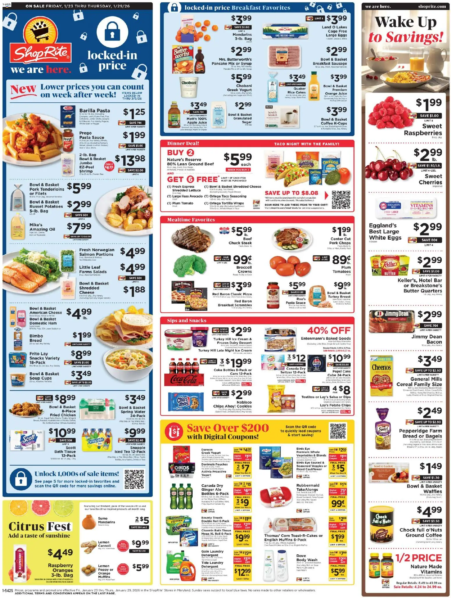 ShopRite Weekly Ad - page 1- valid from 01/22/2026