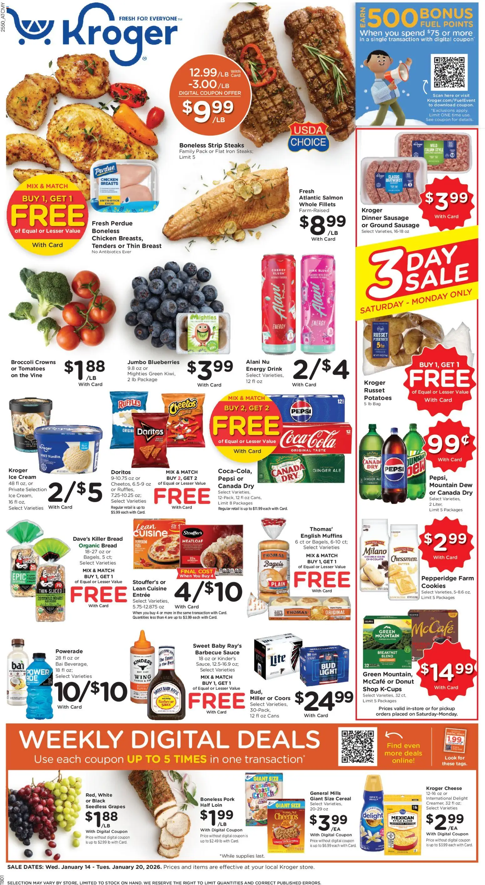 Kroger Weekly Ad - page 1- valid from 01/14/2026