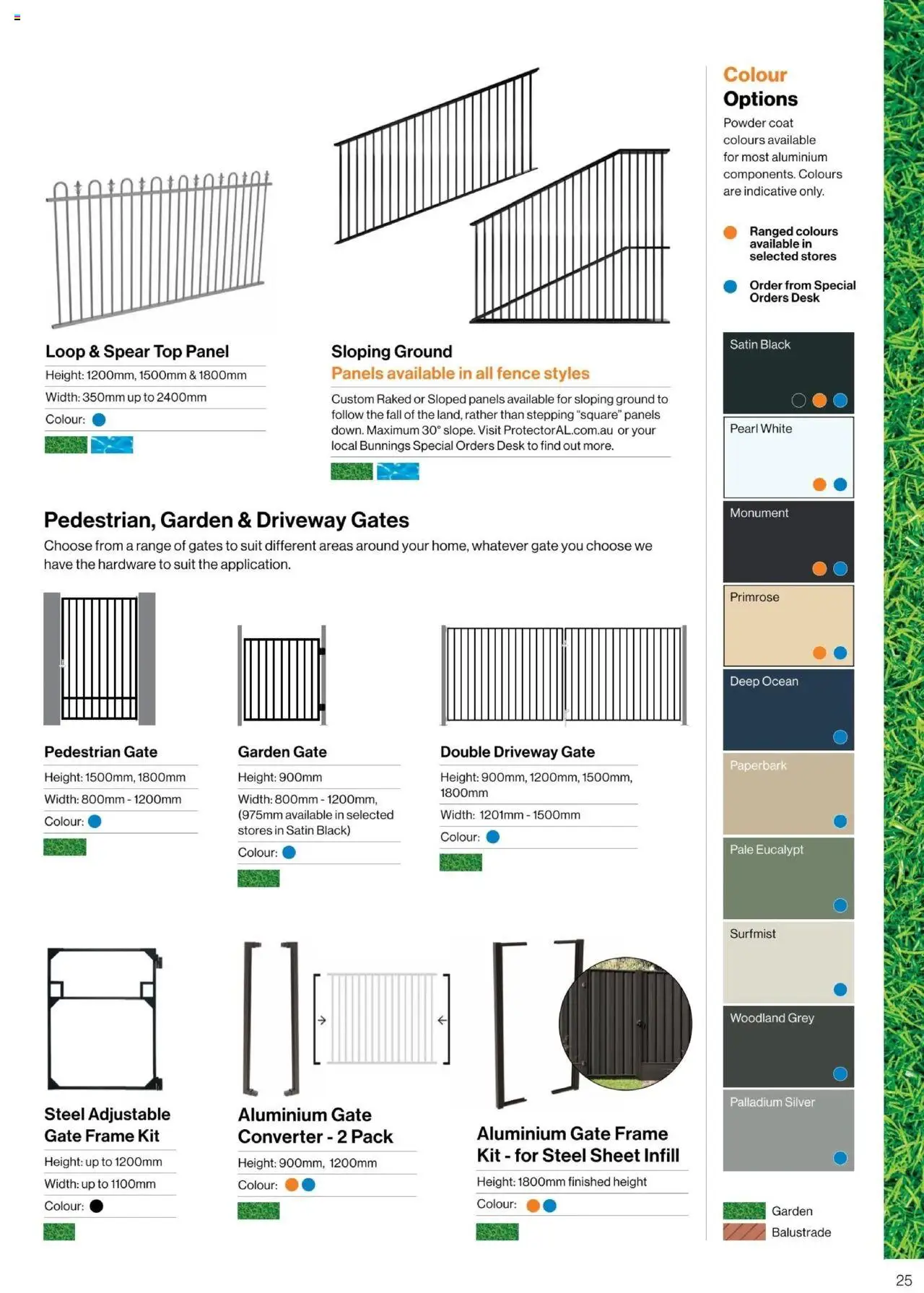 Bunnings Warehouse - Protectoral Aluminium and Glass Fencing Brochure - page 25- valid from 22/09/2025