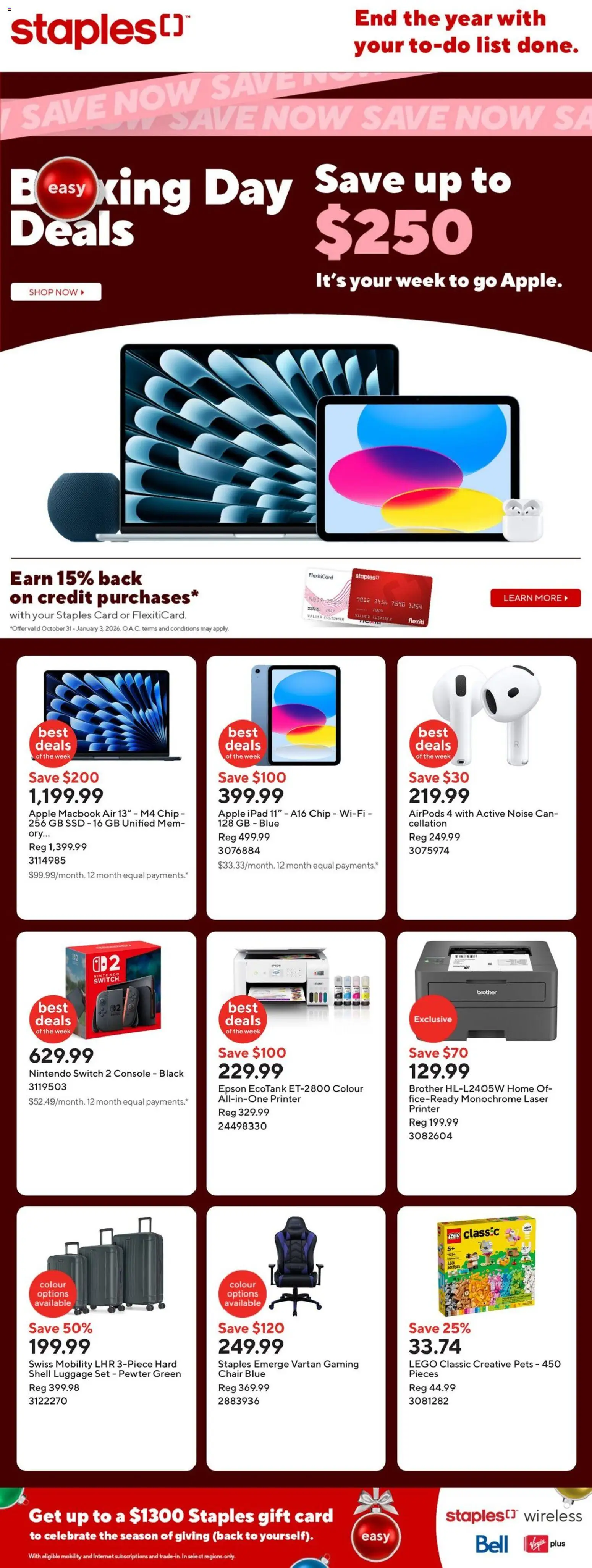 Staples weekly flyer / circulaire - page 1- valid from Dec 25, 2025