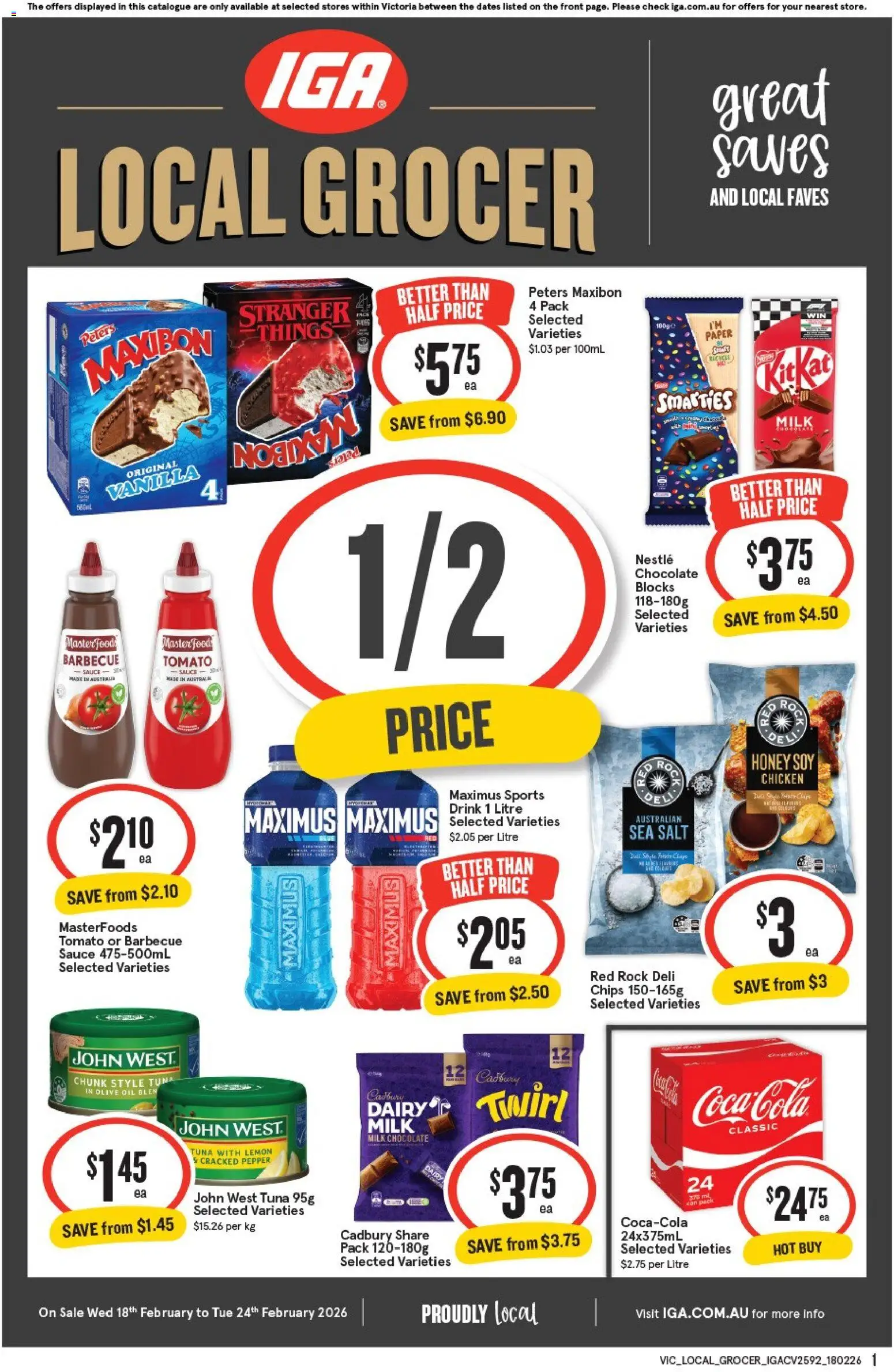 IGA Local Grocer VIC - page 1- valid from 18/02/2026