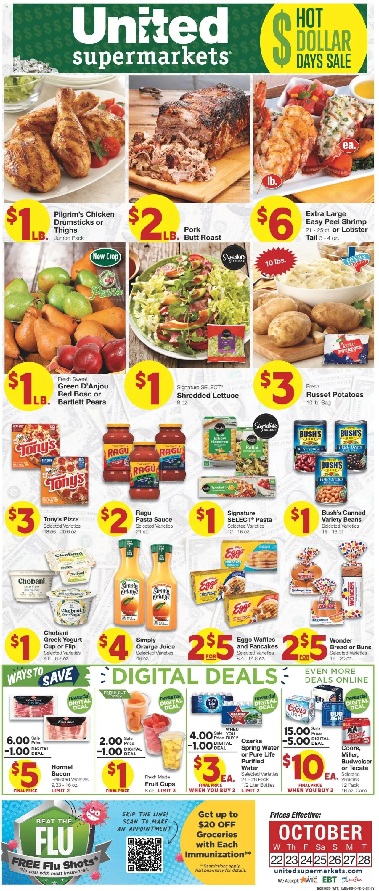 United Supermarkets Weekly Ad - page 1- valid from 10/21/2025