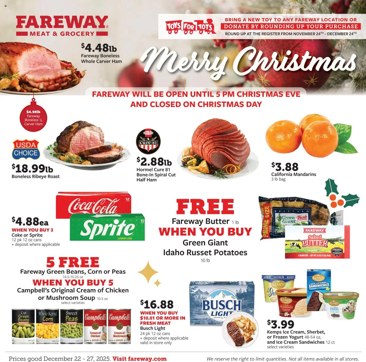 Fareway Weekly Ad - page 1- valid from 12/22/2025
