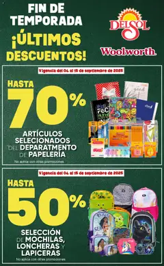 Del Sol y Woolworth - Catálogo Fin de Temporada Escolar - Ultimos Descuentos válido desde 04/09/2025
