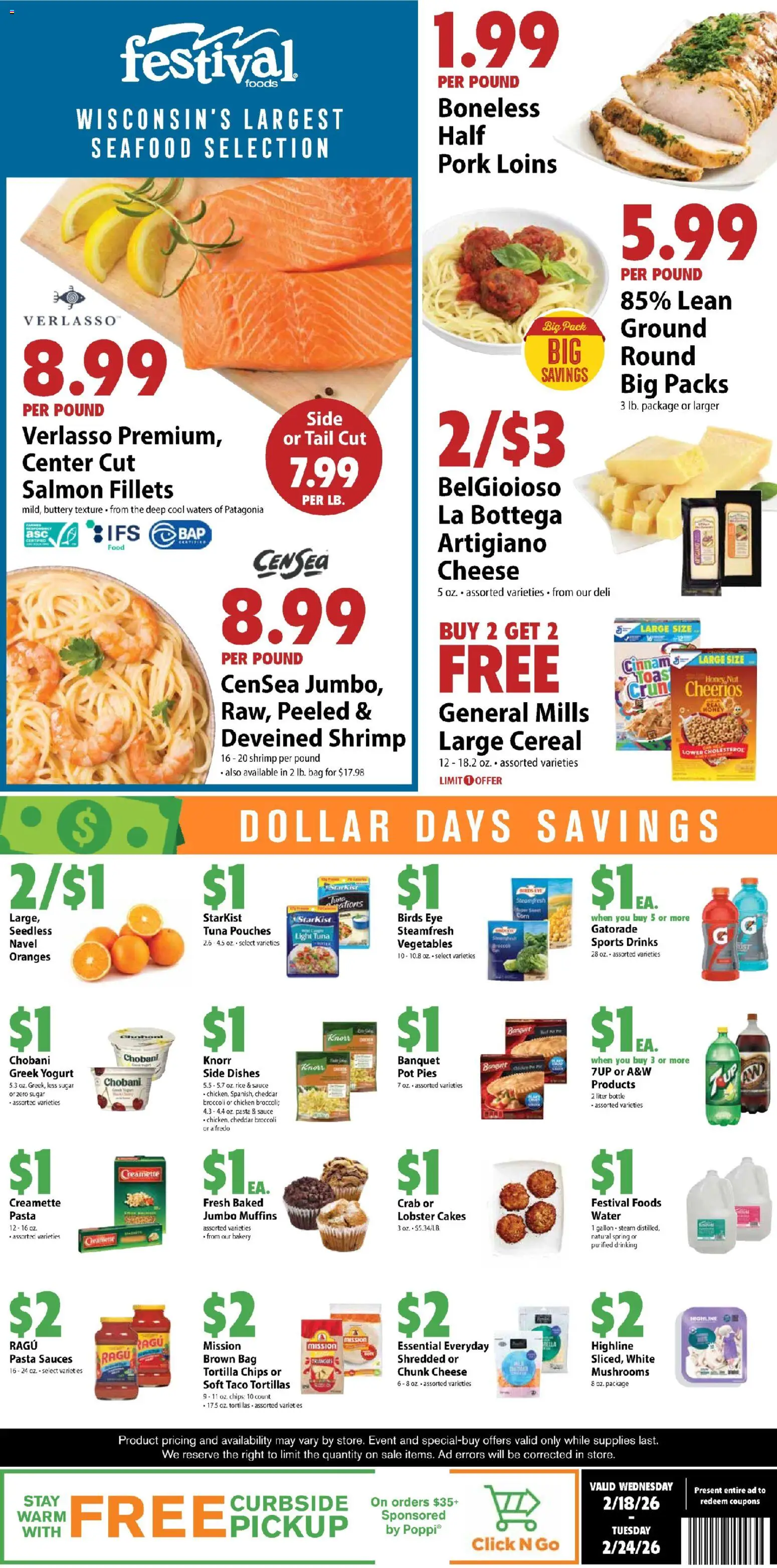 Festival Foods Weekly Ad - page 1- valid from 02/18/2026
