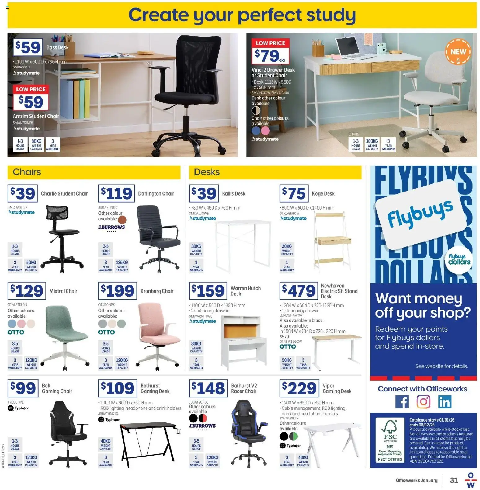 Officeworks  Catalogue  - page 31- valid from 01/01/2026