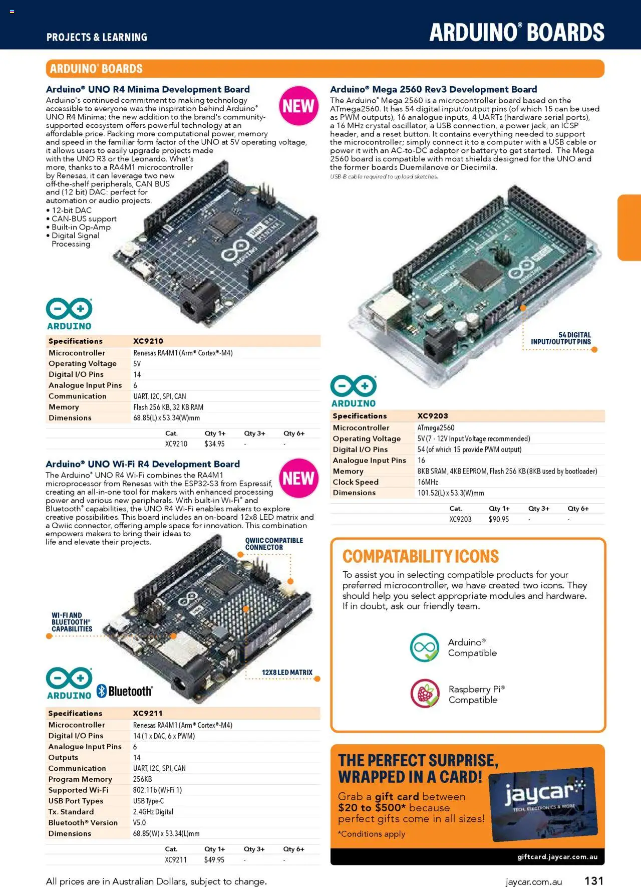 Jaycar Engineering & Scientific Catalogue 2025/2026  - page 131- valid from 09/07/2025
