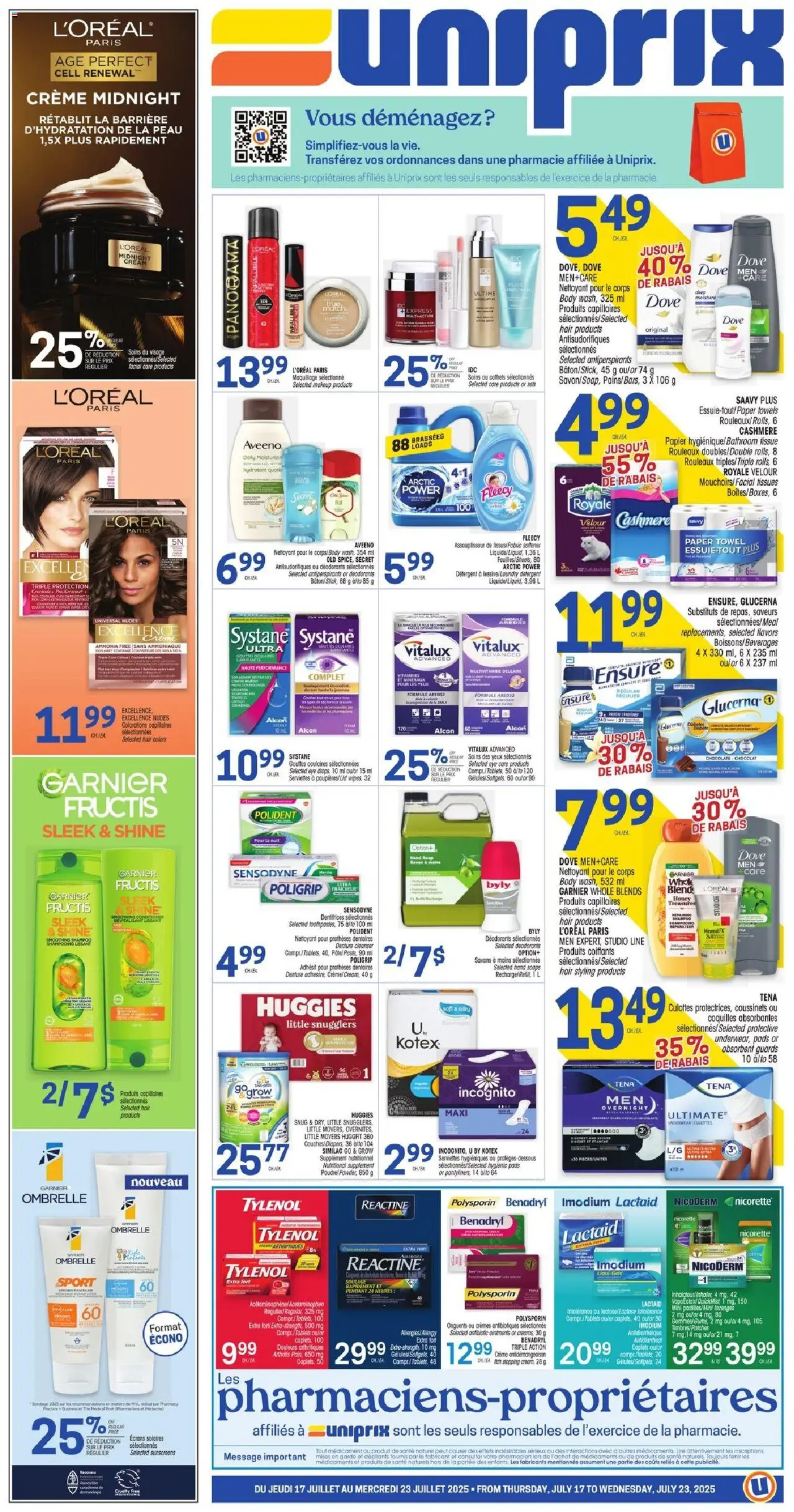 Uniprix weekly flyer / circulaire - page 1- valid from Jul 17, 2025