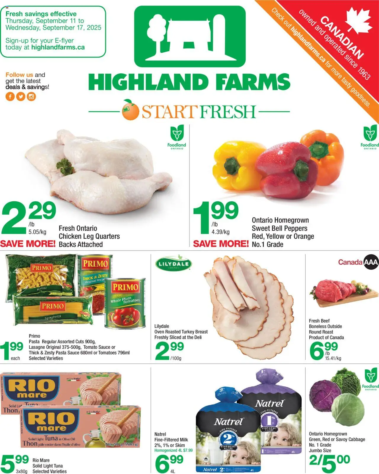 Highland Farms weekly flyer / circulaire - page 1- valid from Sep 11, 2025