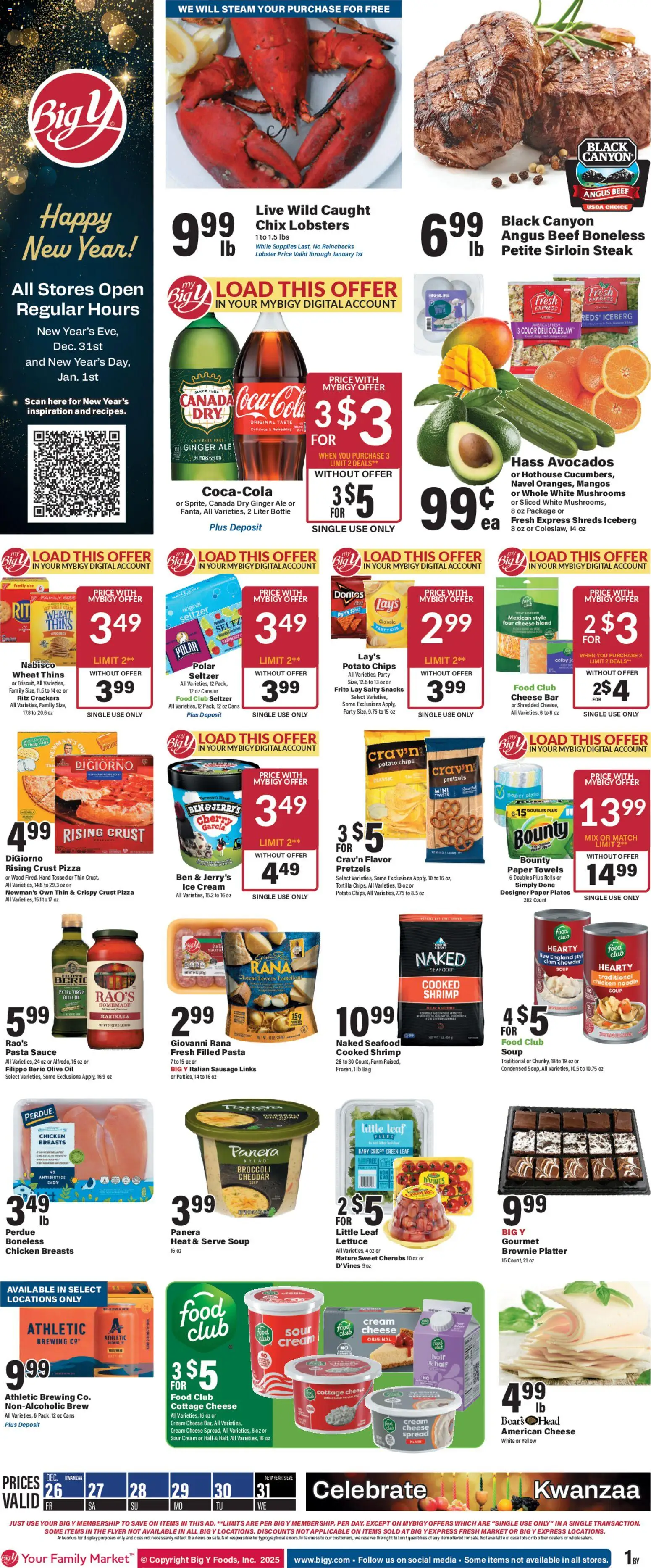 Big Y Weekly Ad - page 1- valid from 12/26/2025