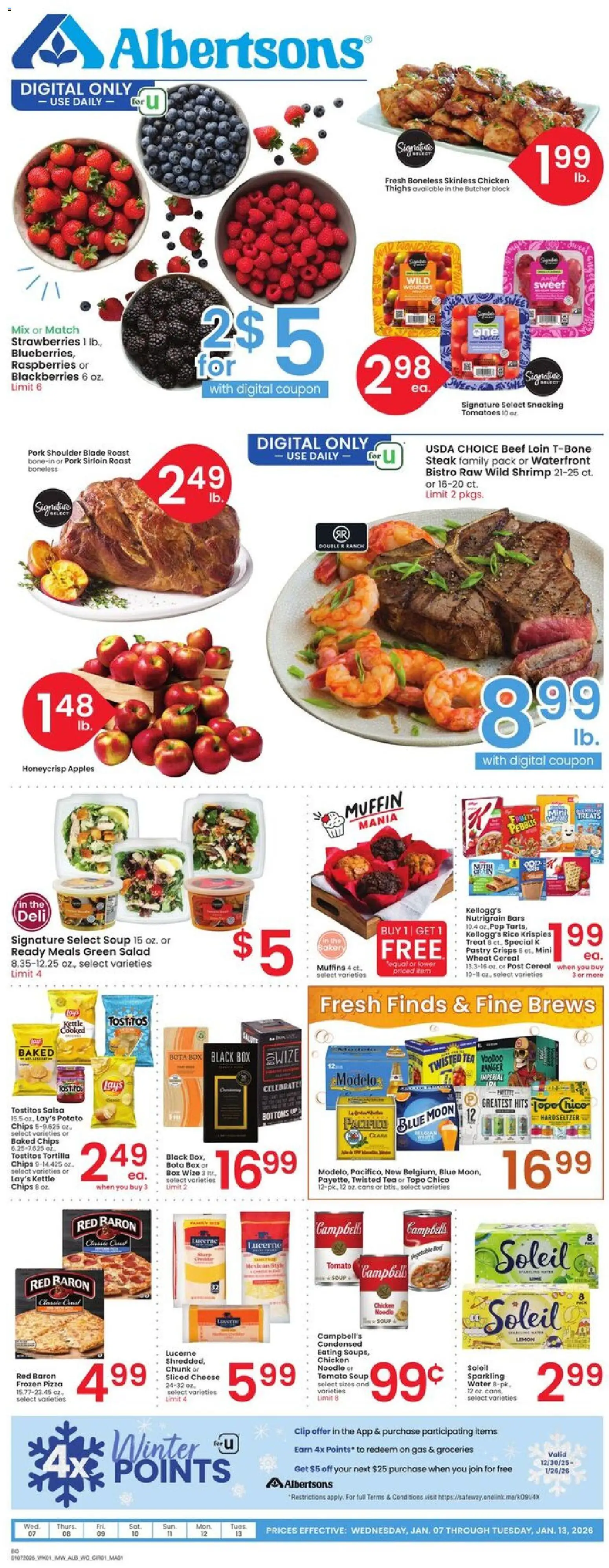 Albertsons Weekly Ad - page 1- valid from 01/07/2026