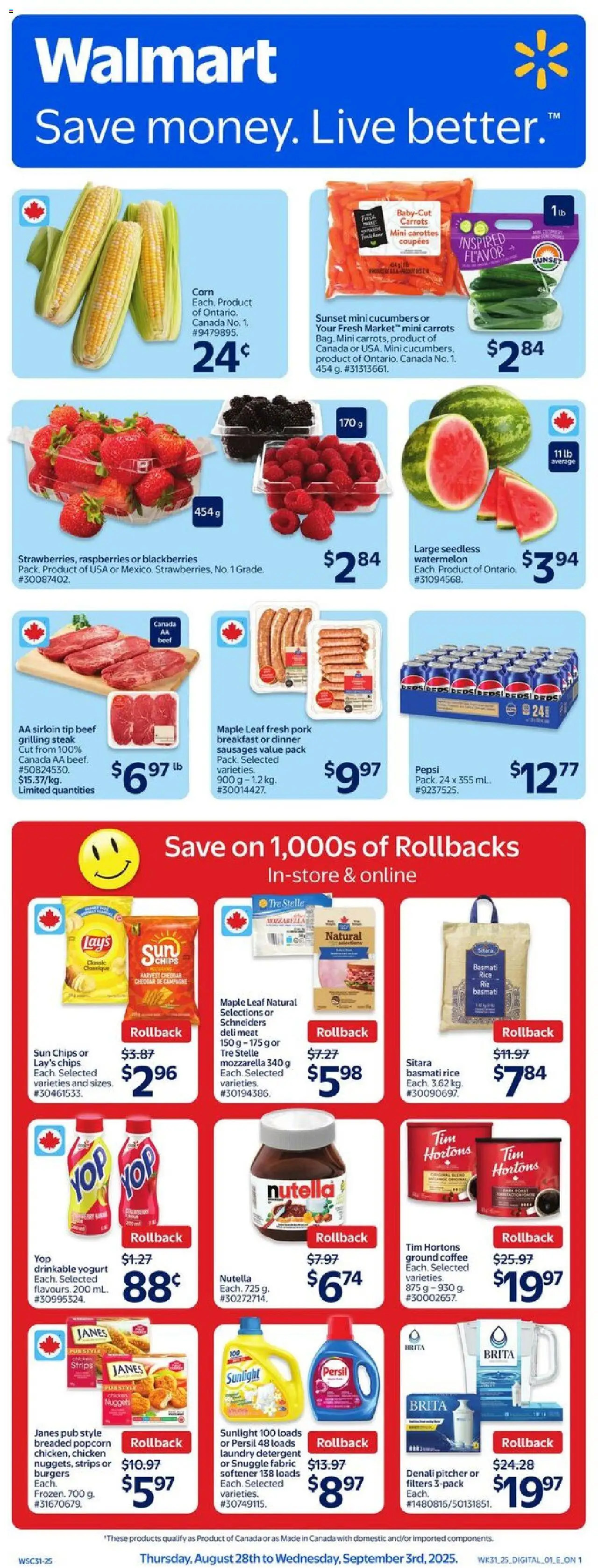 Walmart weekly flyer - page 1- valid from Aug 28, 2025