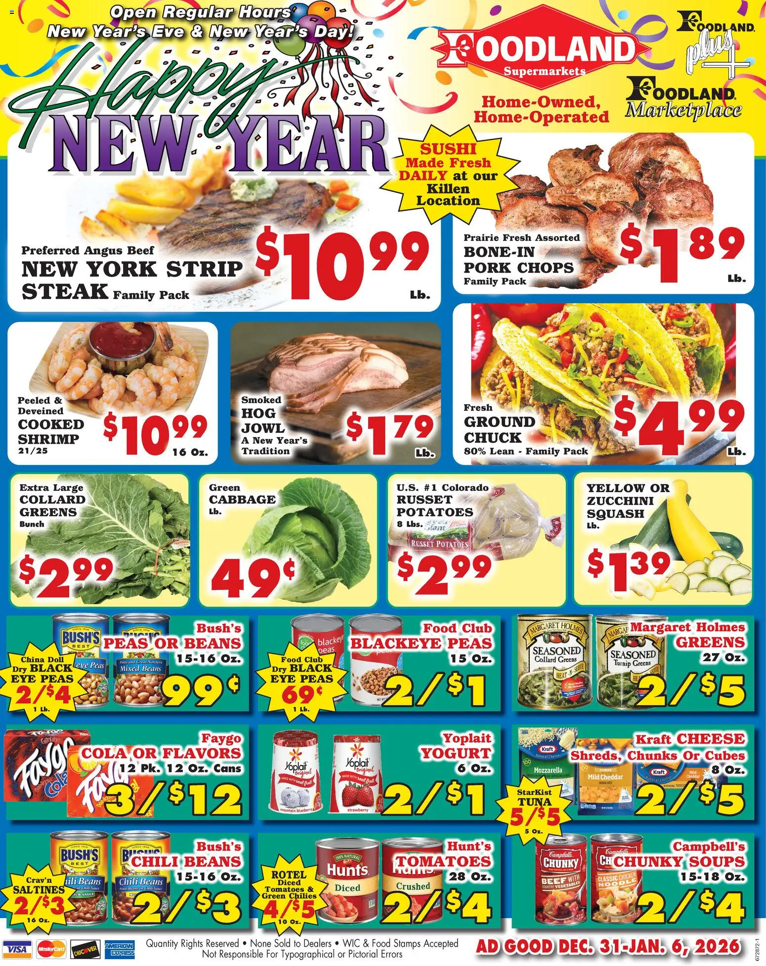 Foodland Weekly Ad - Supermarkets - page 1- valid from 12/31/2025