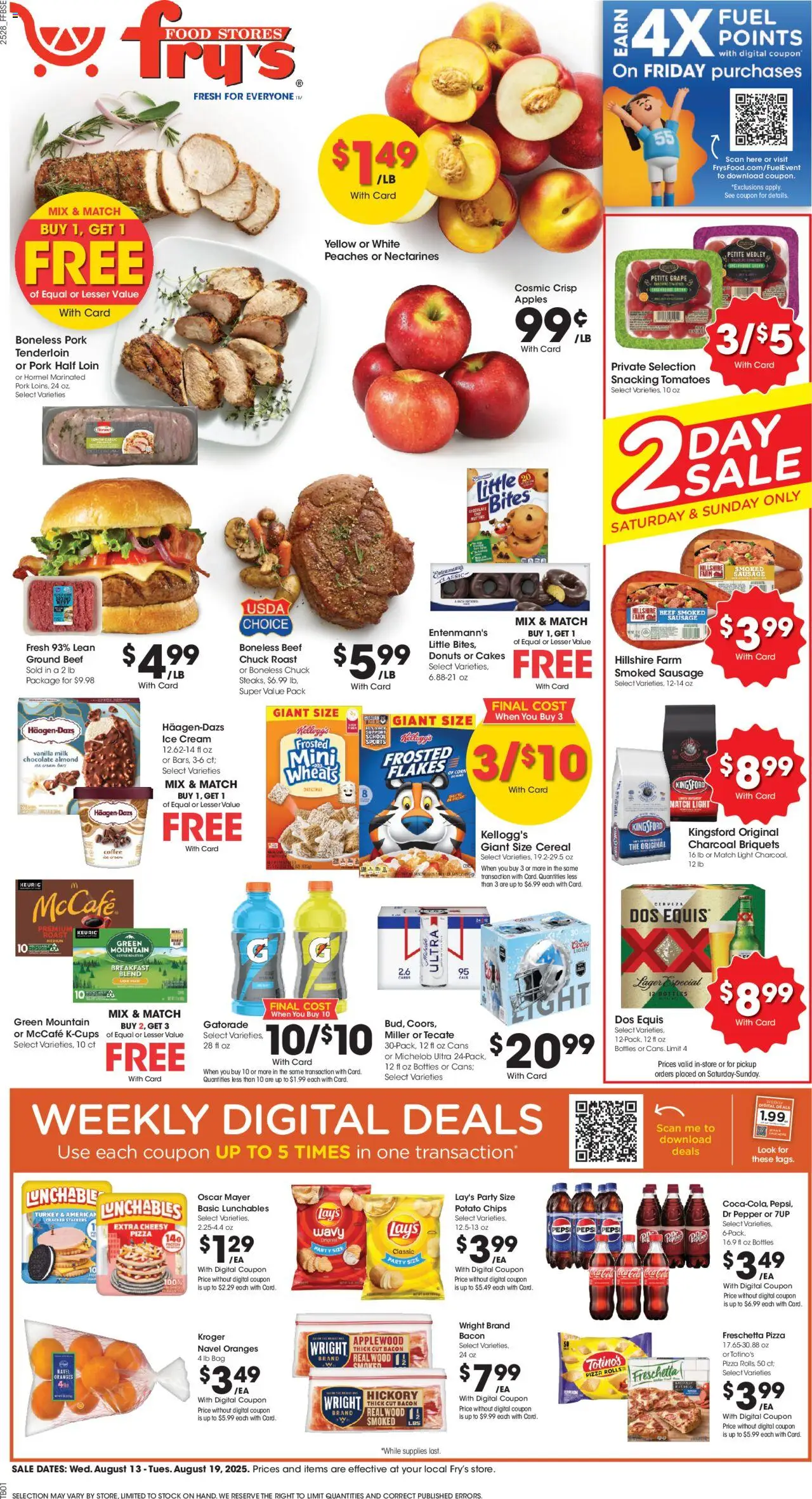 Fry's Food Weekly Ad - page 1- valid from 08/13/2025