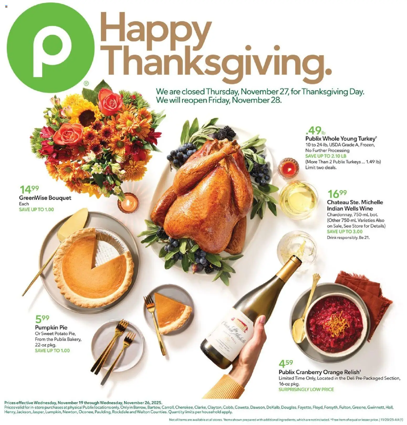 Publix Weekly Ad - page 1- valid from 11/19/2025