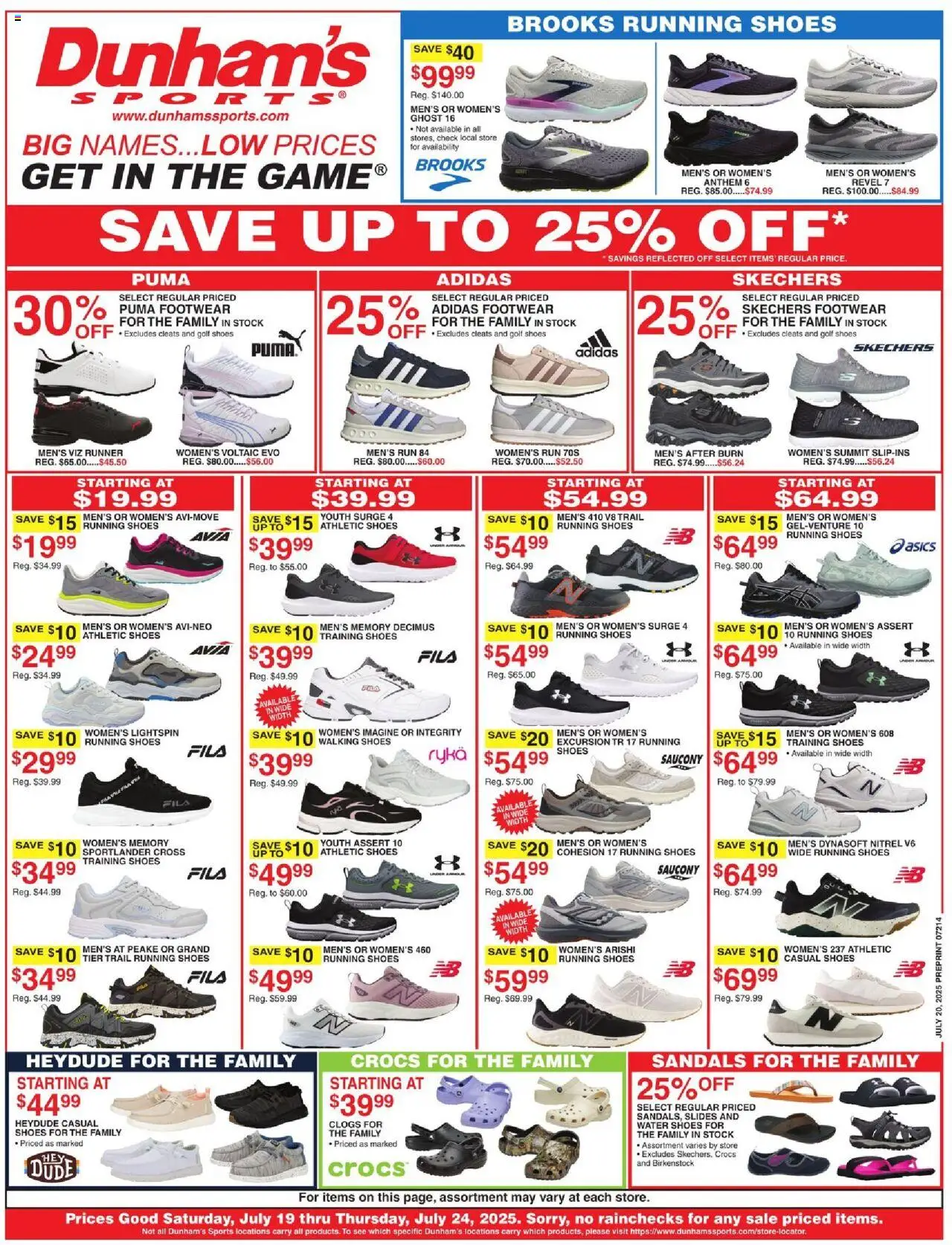 Dunham's Sports Weekly Ad - page 1- valid from 07/19/2025
