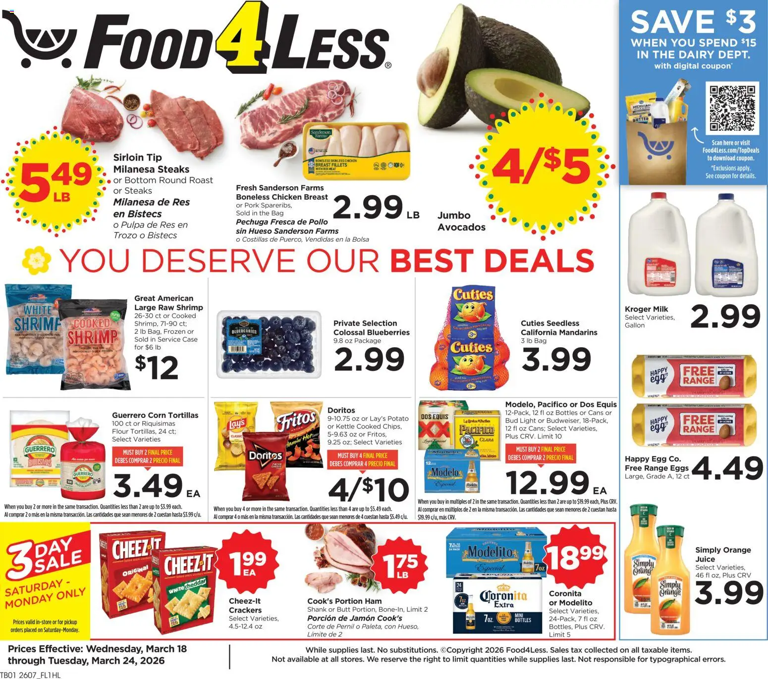 Food 4 Less Weekly Ad - page 1- valid from 03/18/2026