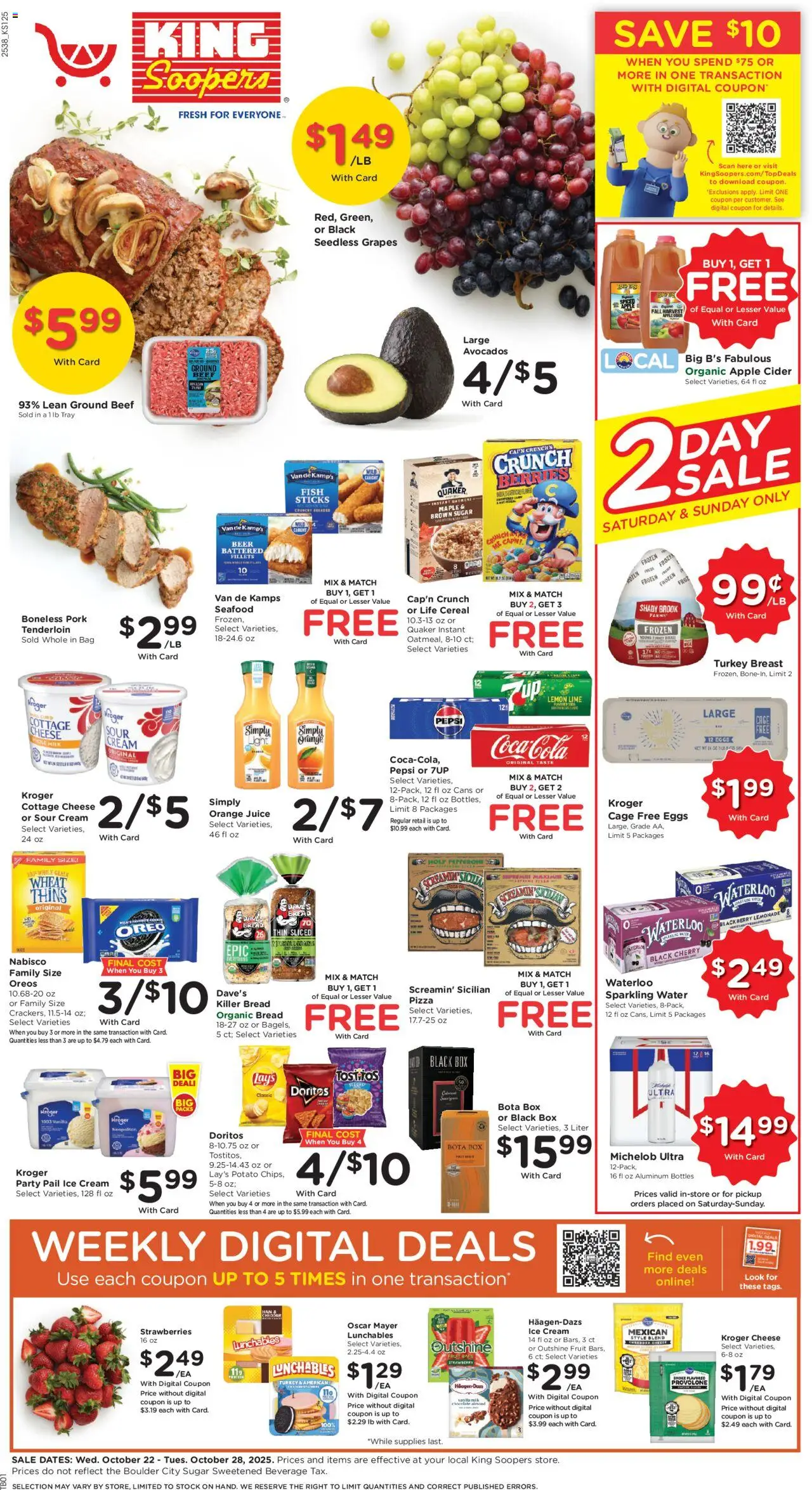 King Soopers Weekly Ad - page 1- valid from 10/22/2025