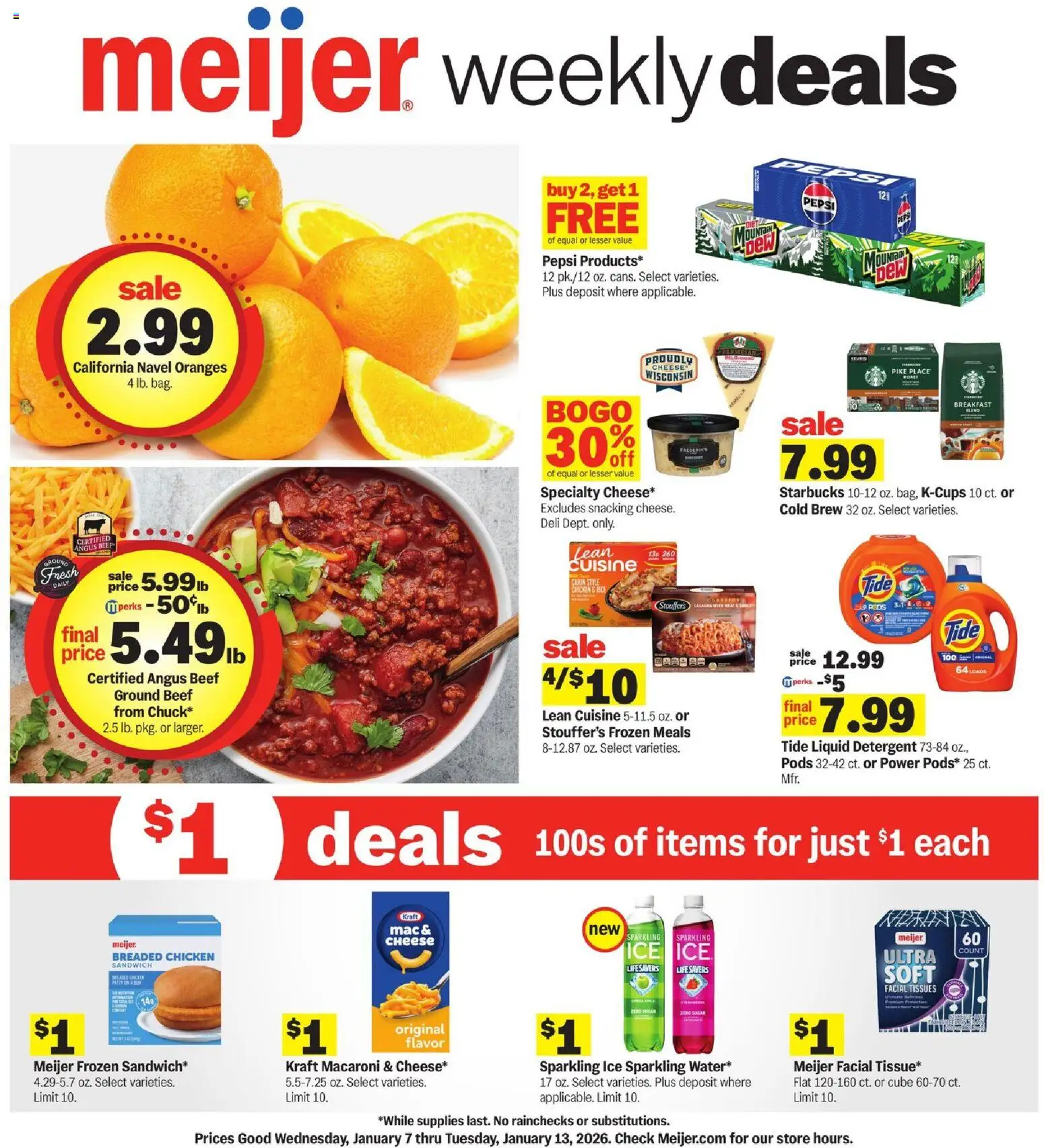 Meijer Weekly Ad - page 1- valid from 01/07/2026
