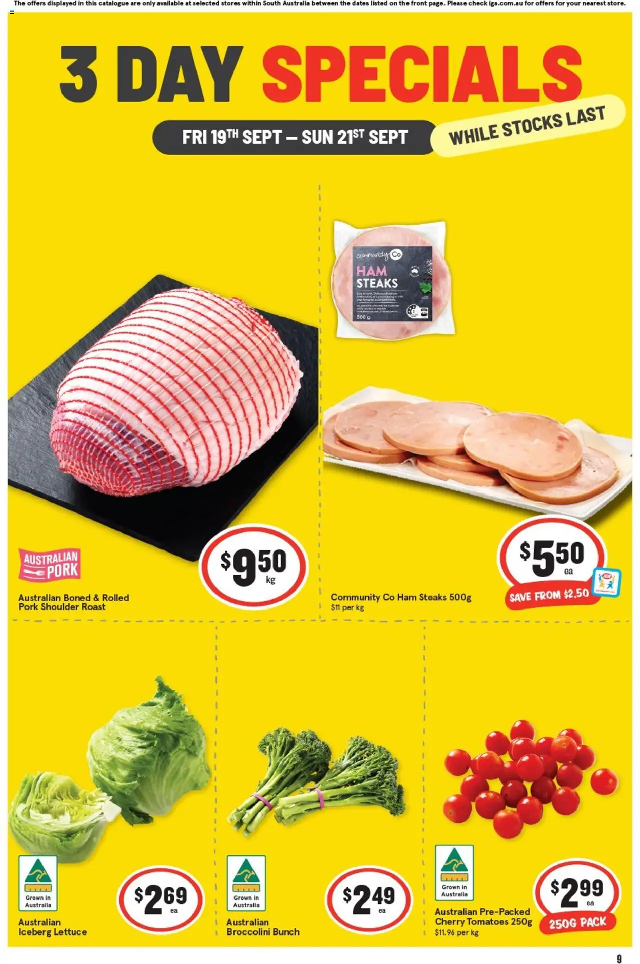 IGA 3 Day Specials SA - page 1- valid from 19/09/2025
