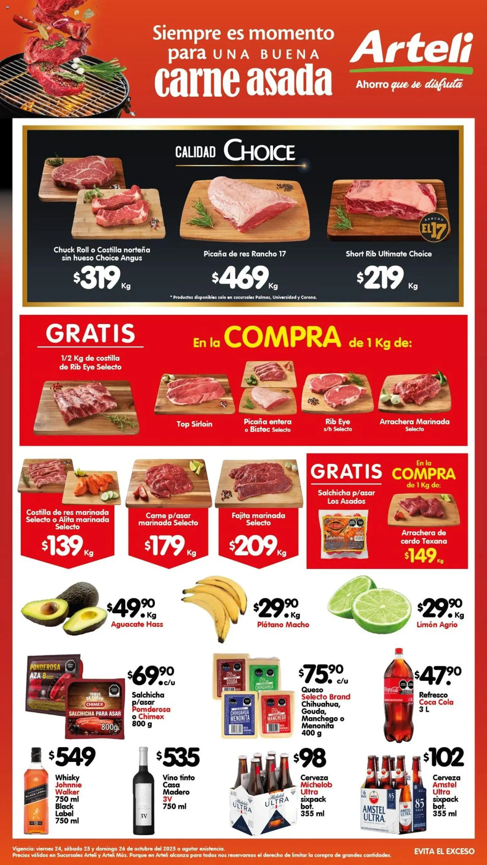 Arteli folleto Carnes & Cortes - página 1- válido desde 24/10/2025