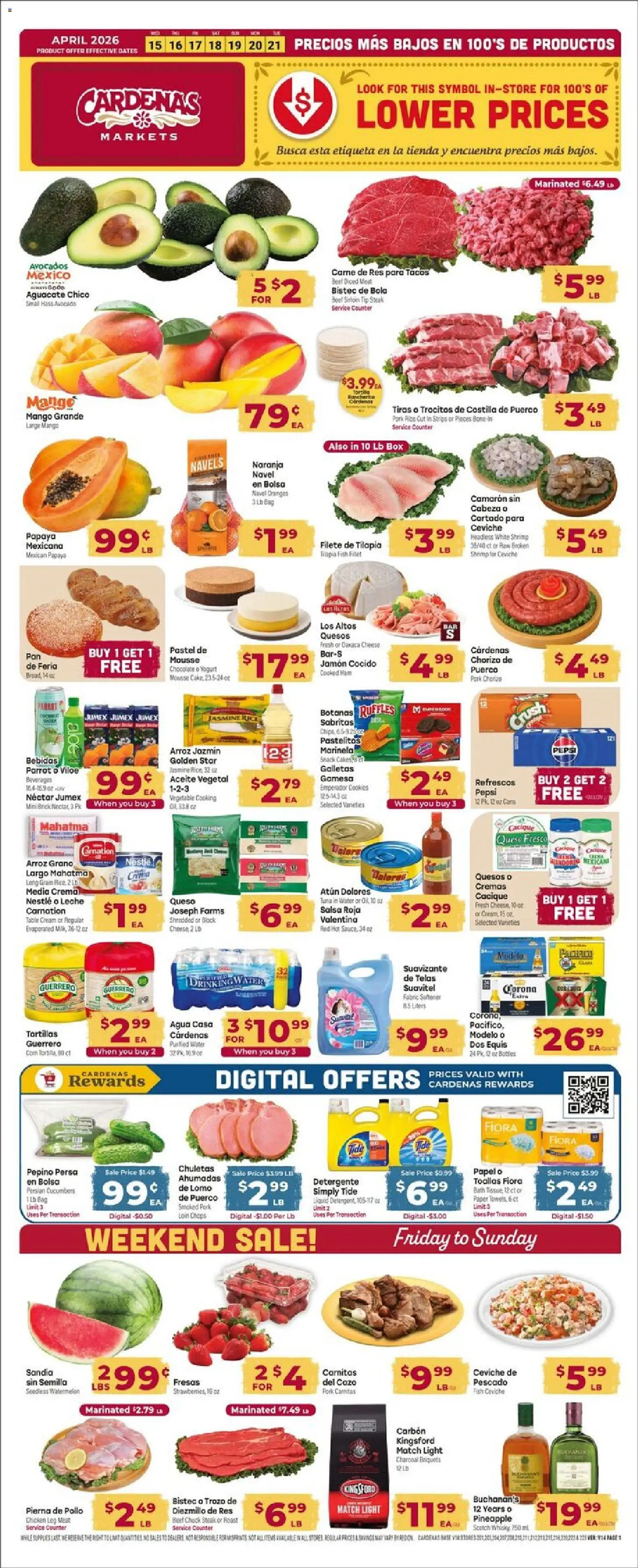 Cardenas Weekly Ad - page 1- valid from 04/15/2026