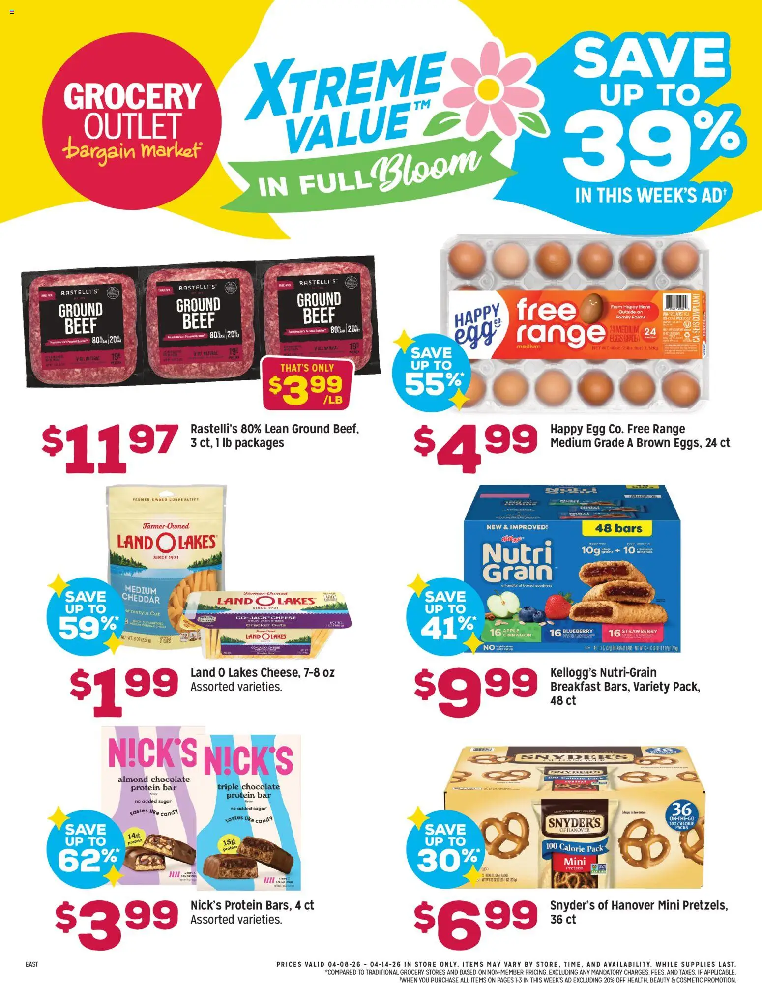 Grocery Outlet Weekly Ad - page 1- valid from 04/08/2026