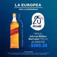 La Europea catálogo Johnnie Walker Red Label válido desde 21/10/2025