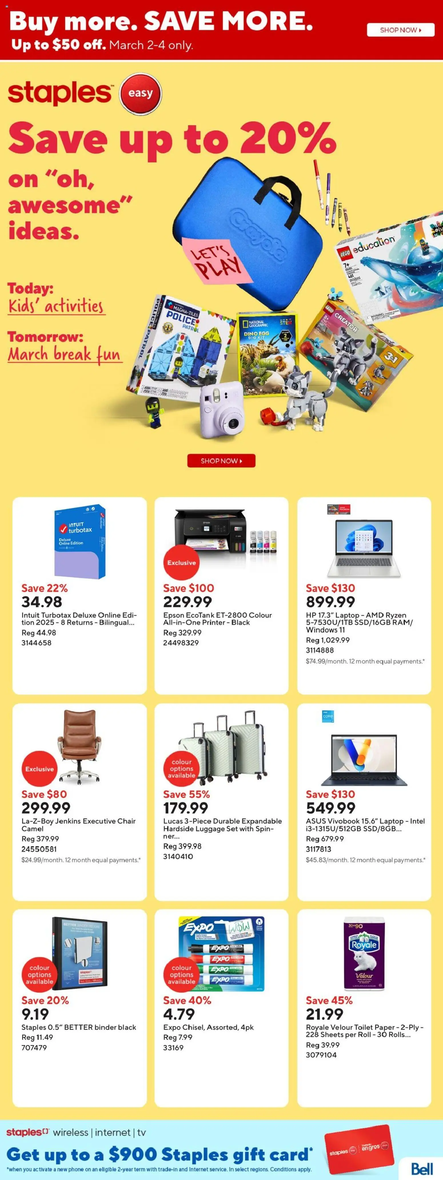 Staples weekly flyer / circulaire - page 1- valid from Feb 27, 2026